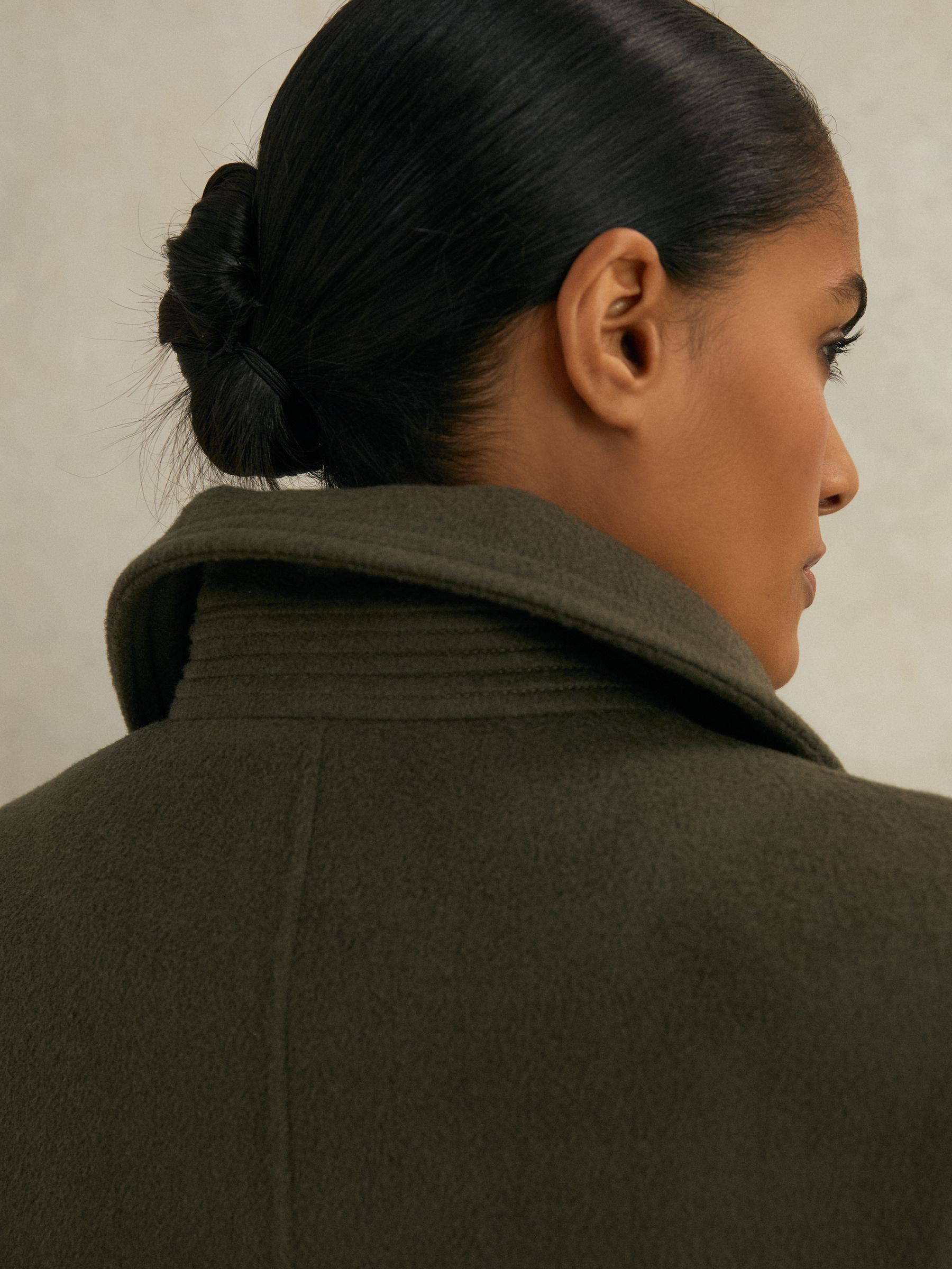 Atelier Wool Belted Blindseam Coat in Khaki