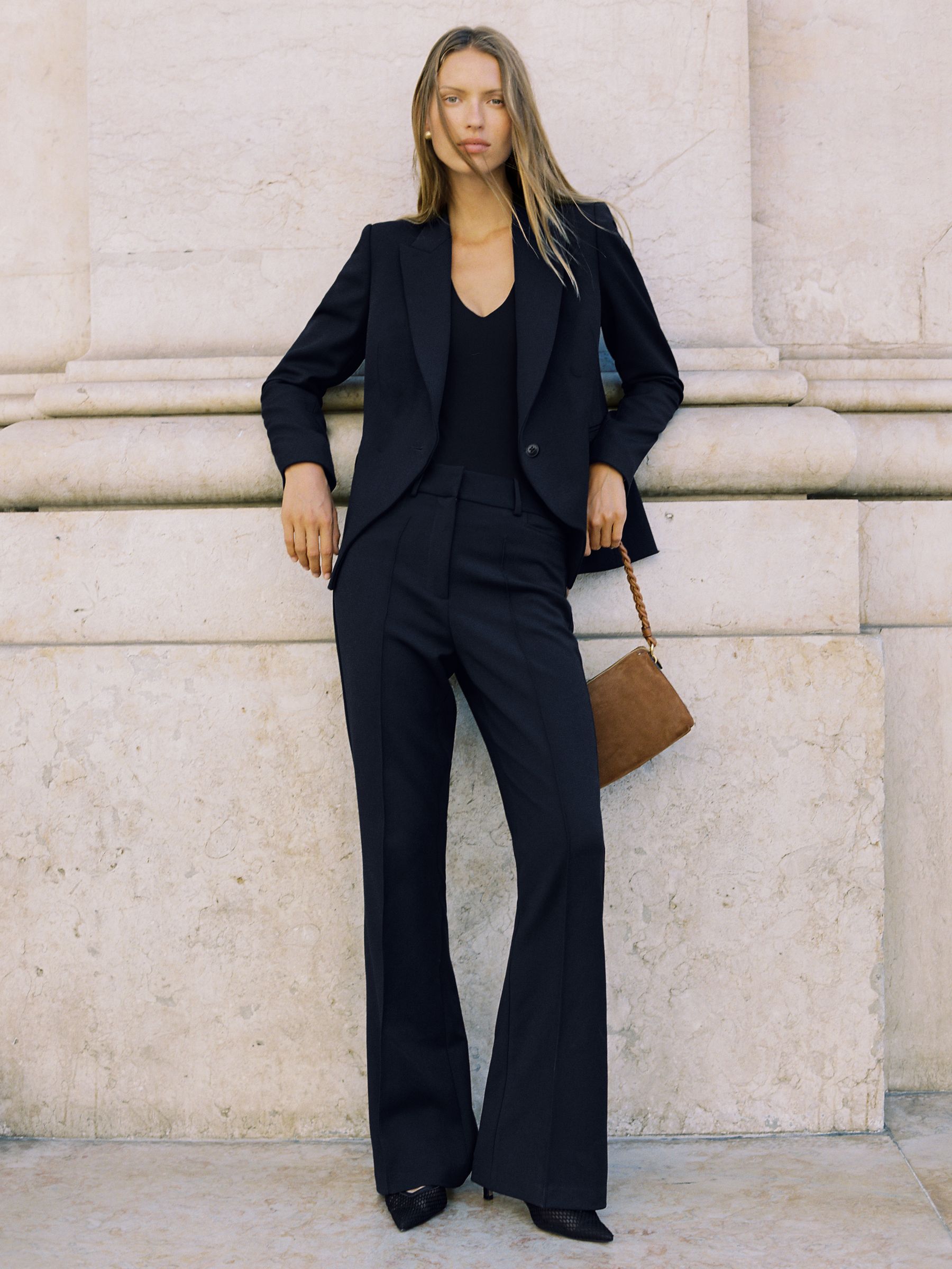 Flared Suit Trousers in Navy