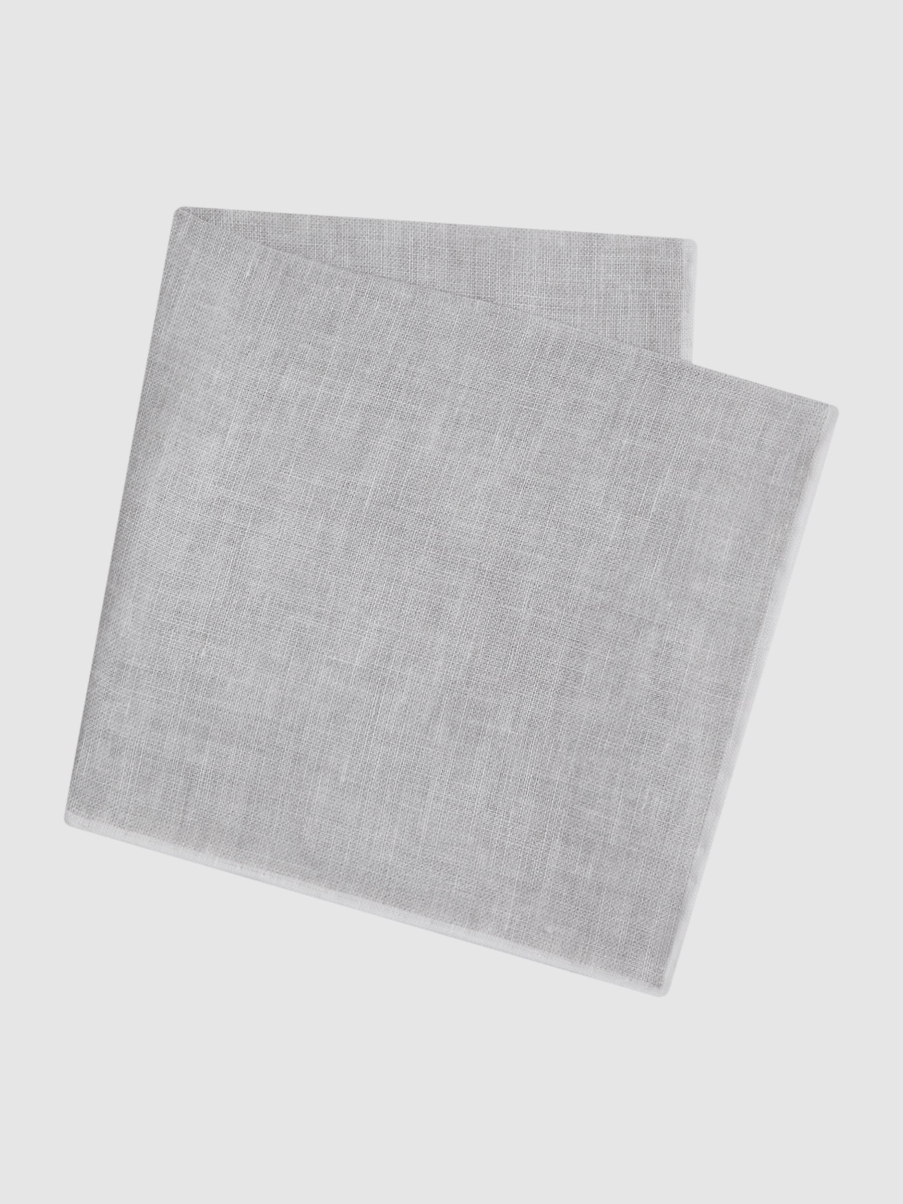 Linen Contrast Trim Pocket Square in Soft Ice