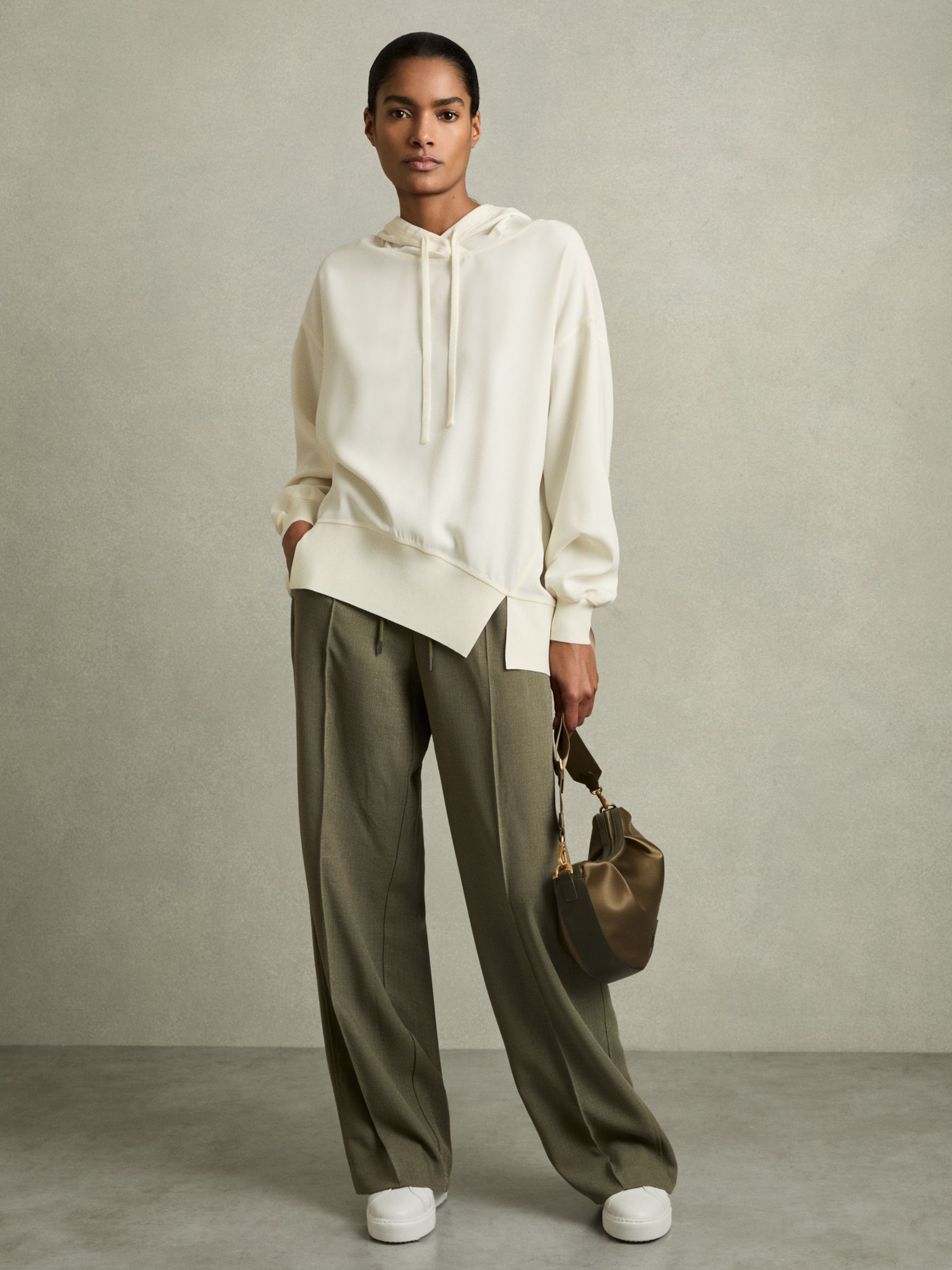 Woven Hooded Top in Cream