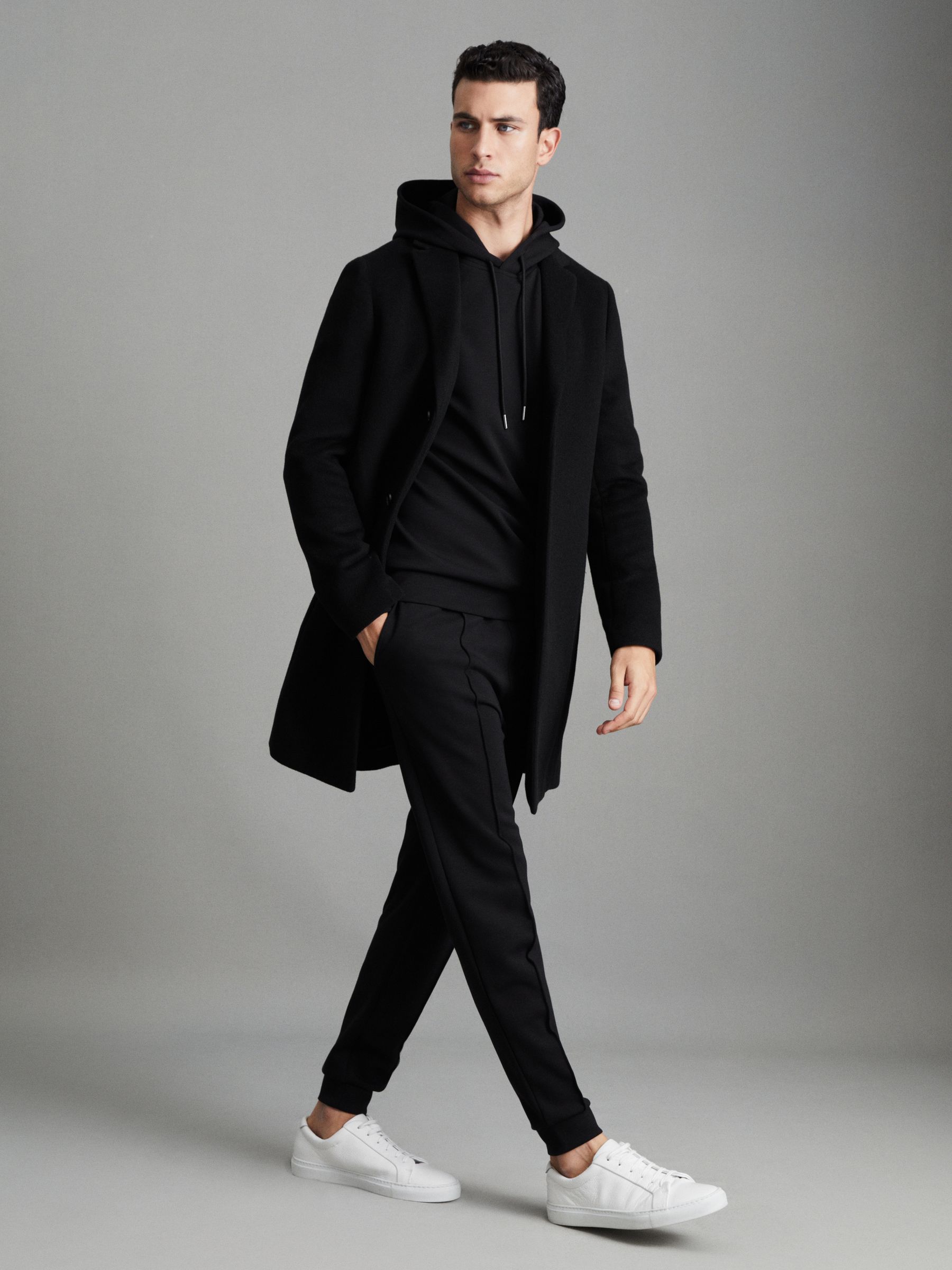 Interlock Jersey Drawstring Hoodie in Black