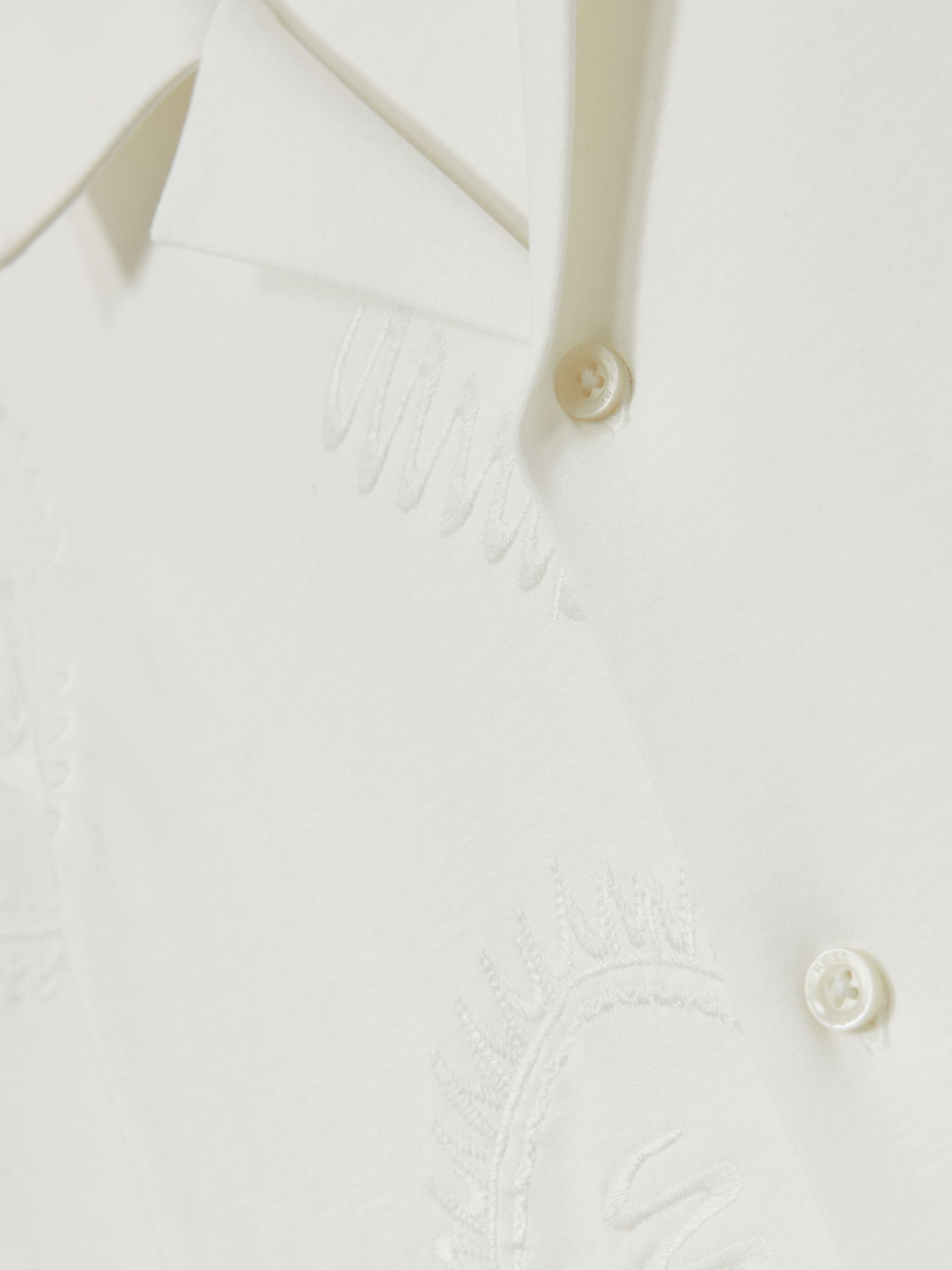 Cotton Paisley-Embroidered Shirt in White