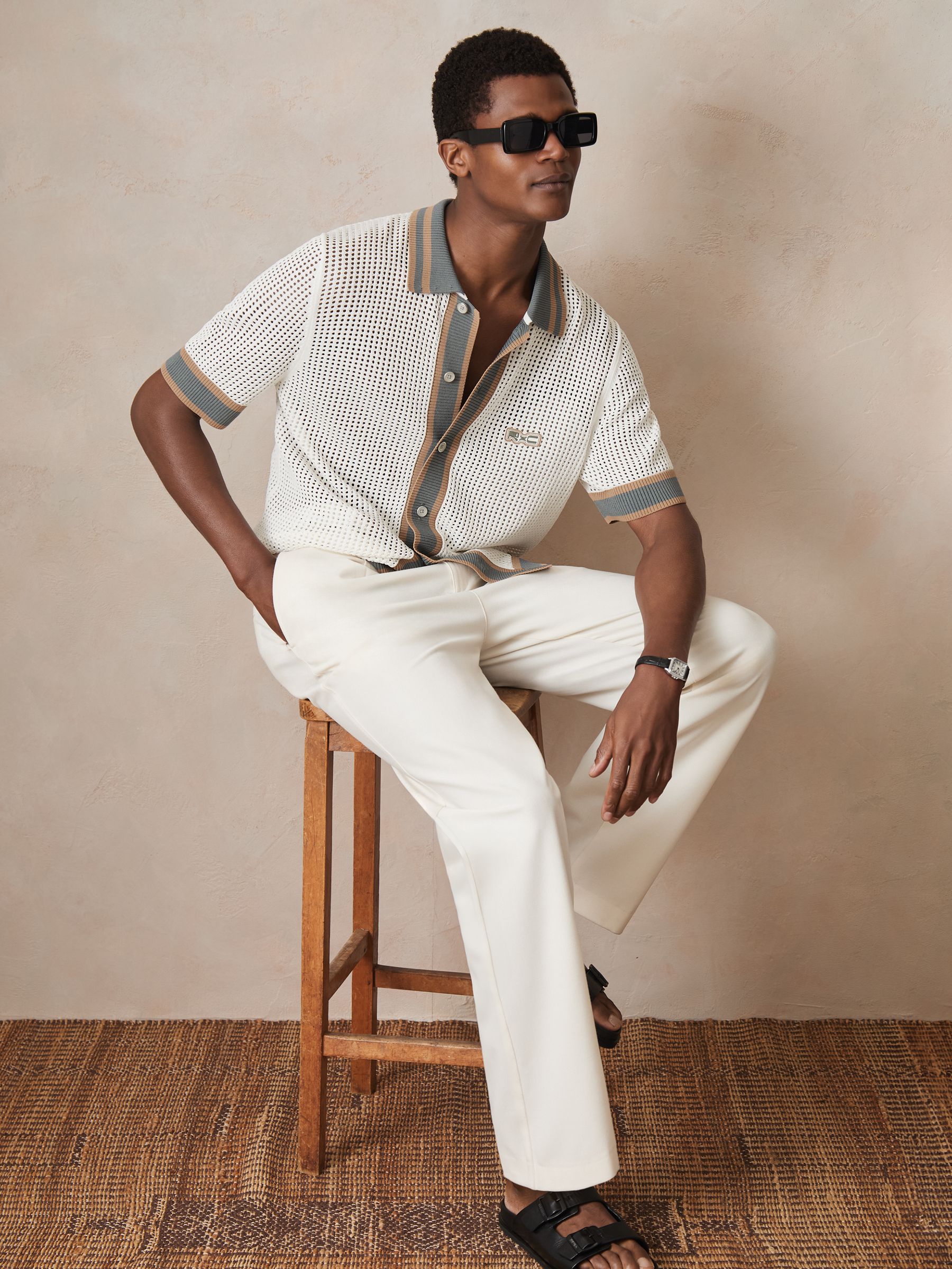 Reiss | Ché Crochet Tipped Shirt in White