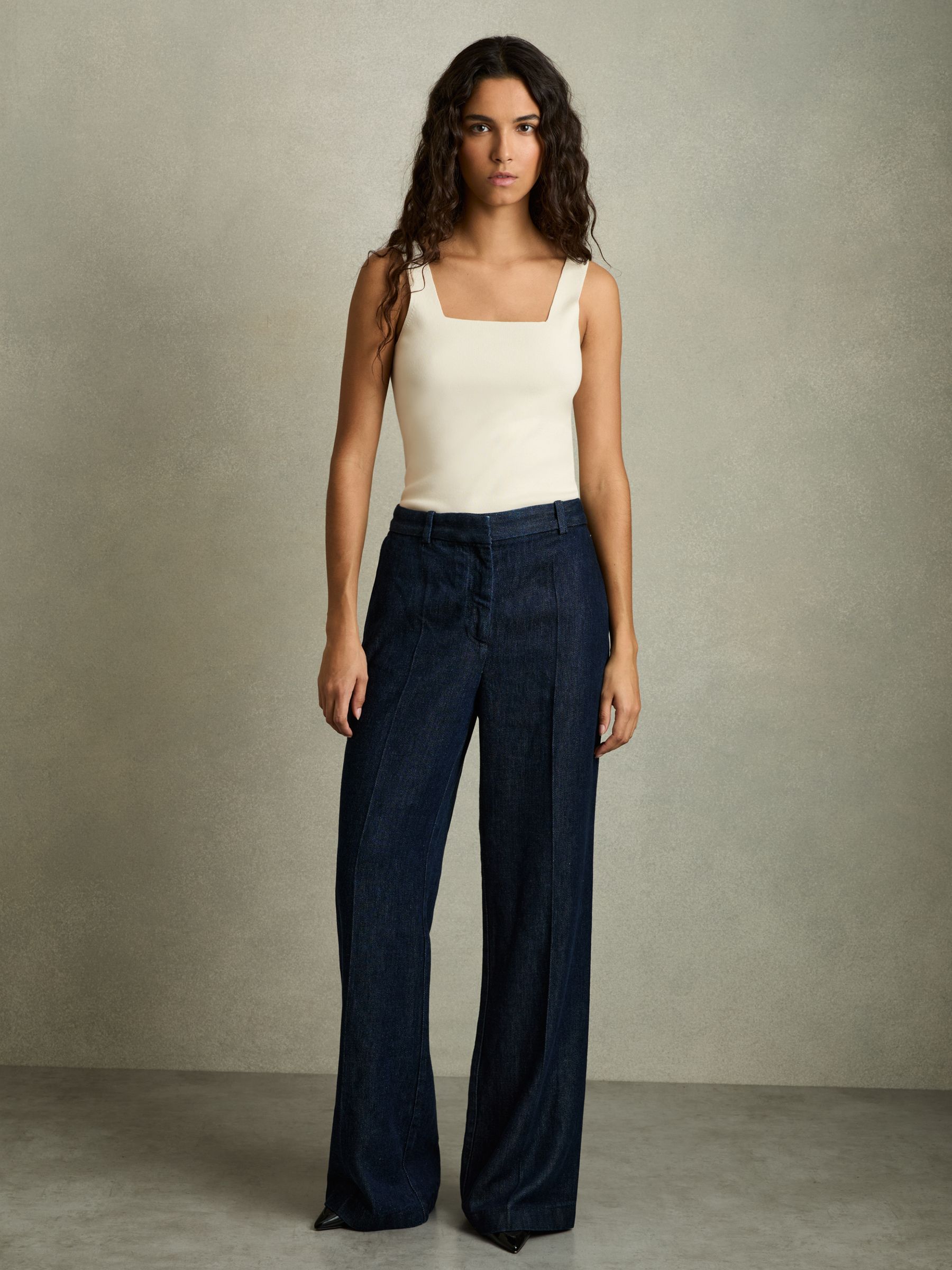 Knitted Square Neck Vest in Ivory