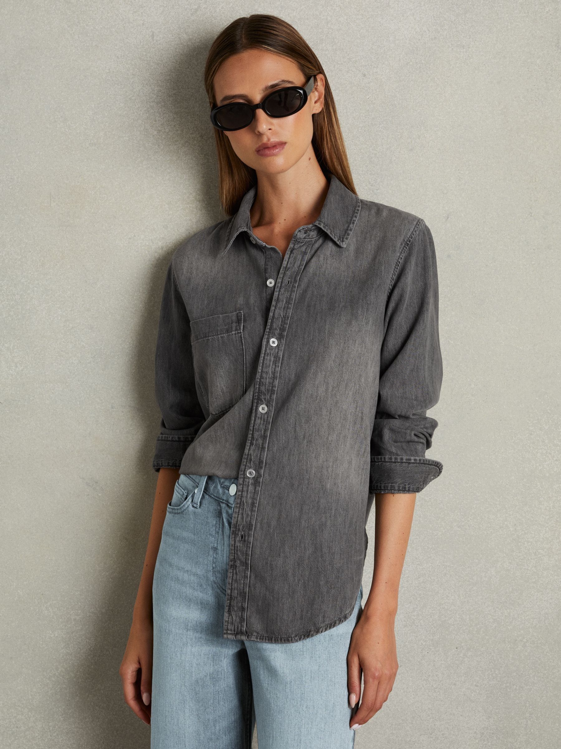 Relaxed Denim Shirt in Grey