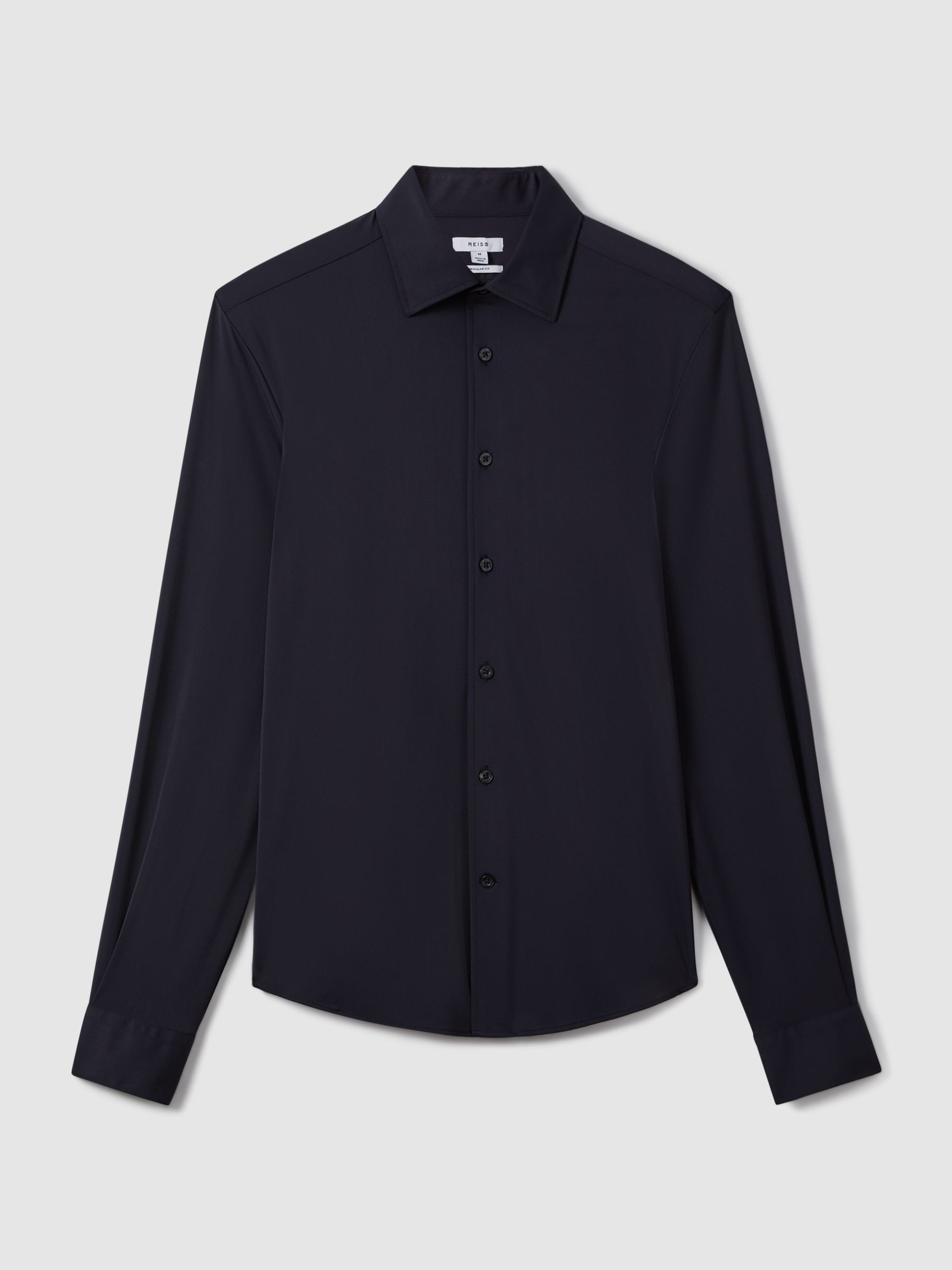 Regular Fit Button-Through Travel Shirt in Navy