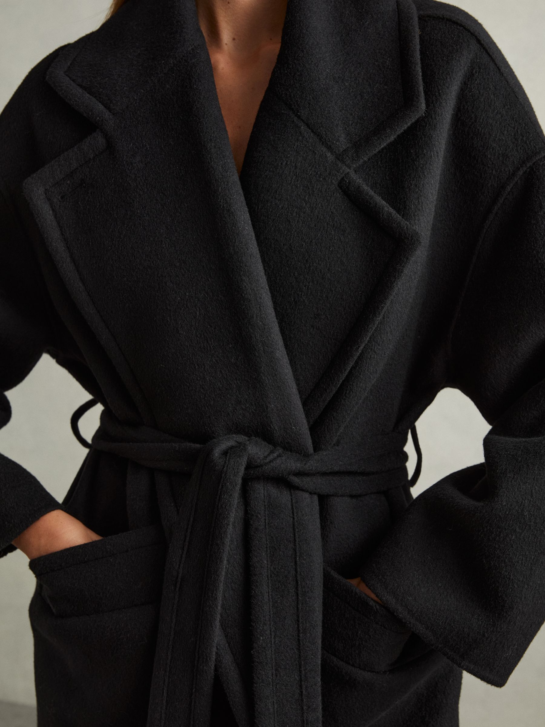 Petite Wool-Blend Blindseam Coat in Black