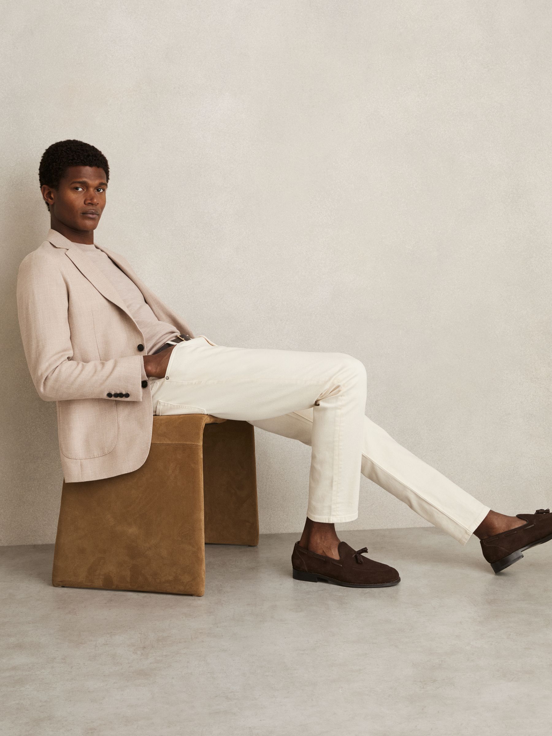 Cotton-Stretch Slim-Fit Jeans in White