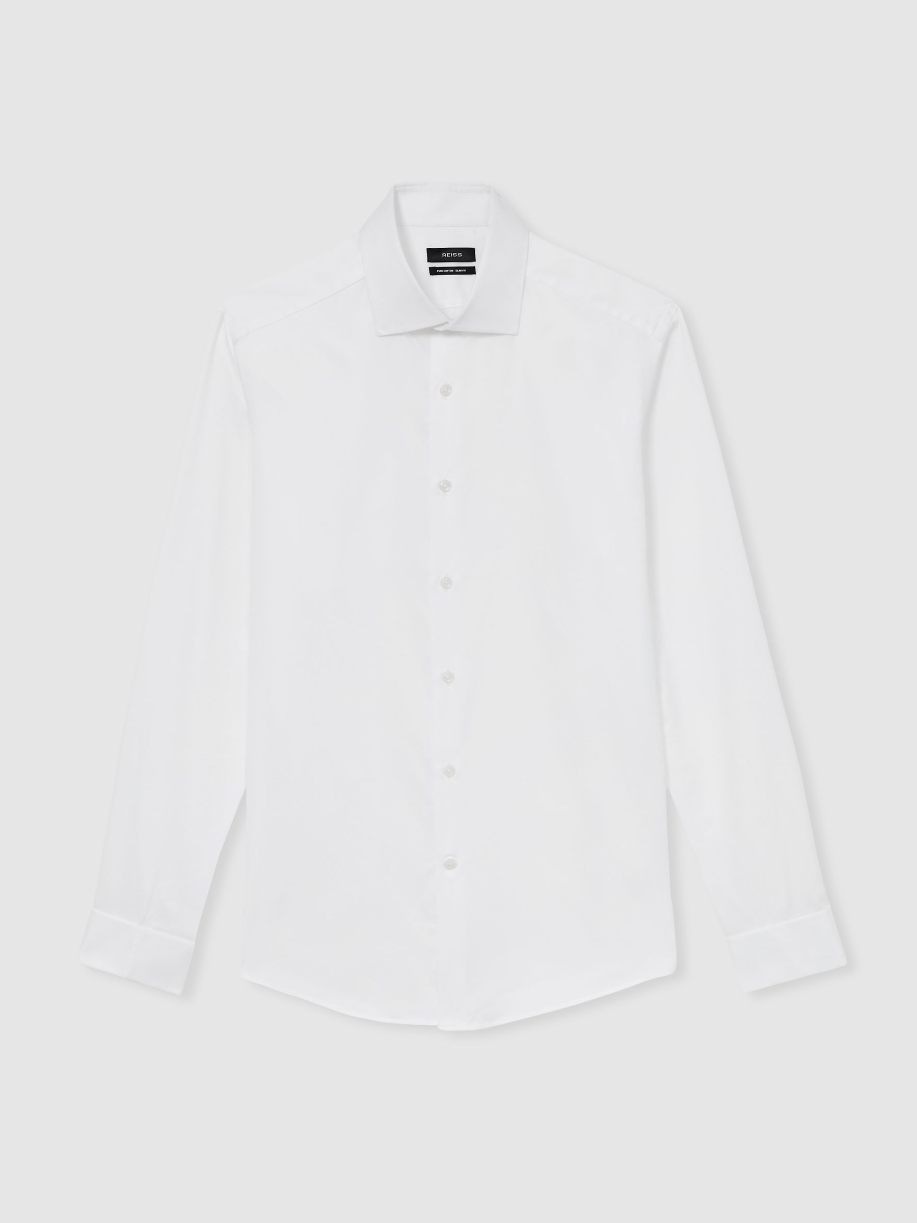 Slim Fit Cotton-Sateen Shirt in White