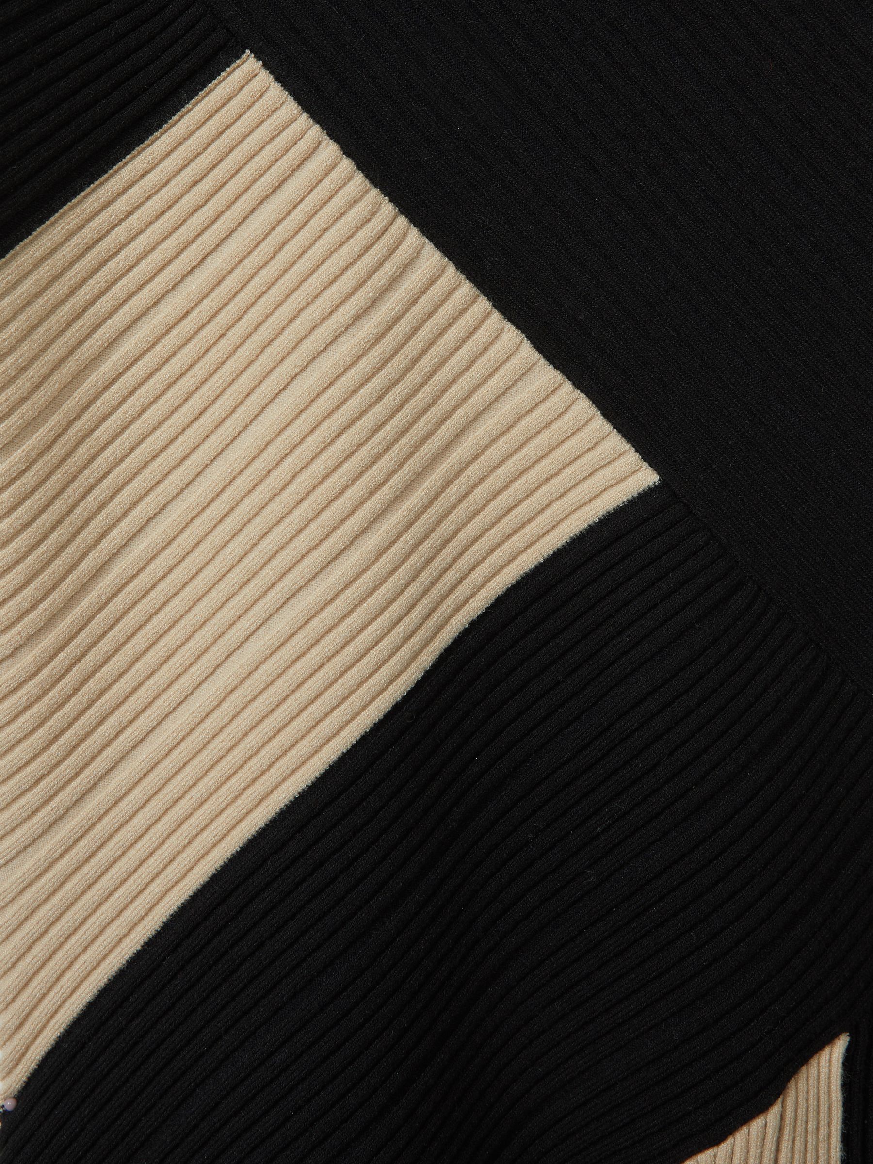 9-13 yrs Knitted Colourblock Asymmetric Dress in Black/Ecru