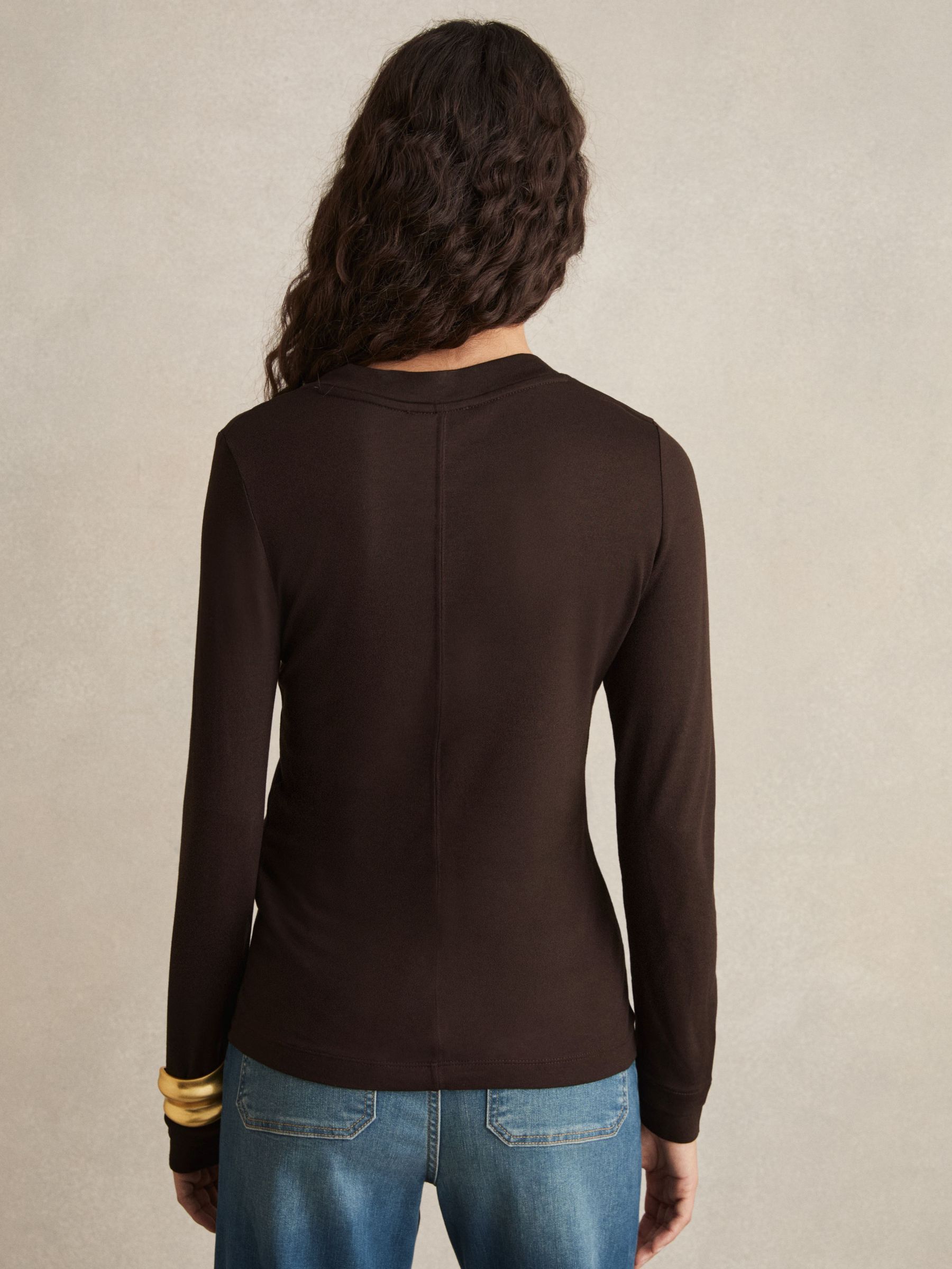 Jersey V-Neck Top in Chocolate
