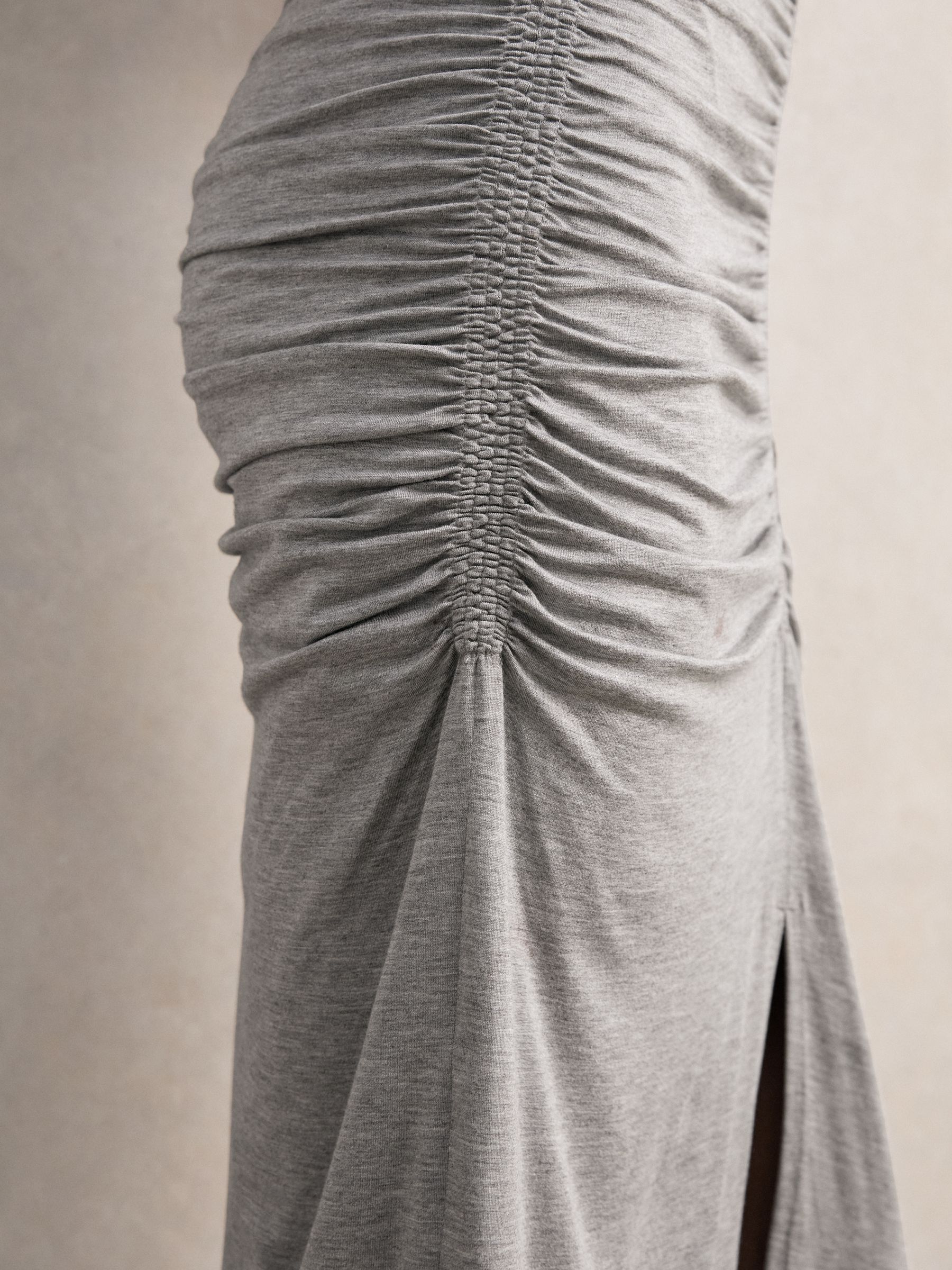 Stretch-Modal Ruched Jersey Dress in Grey