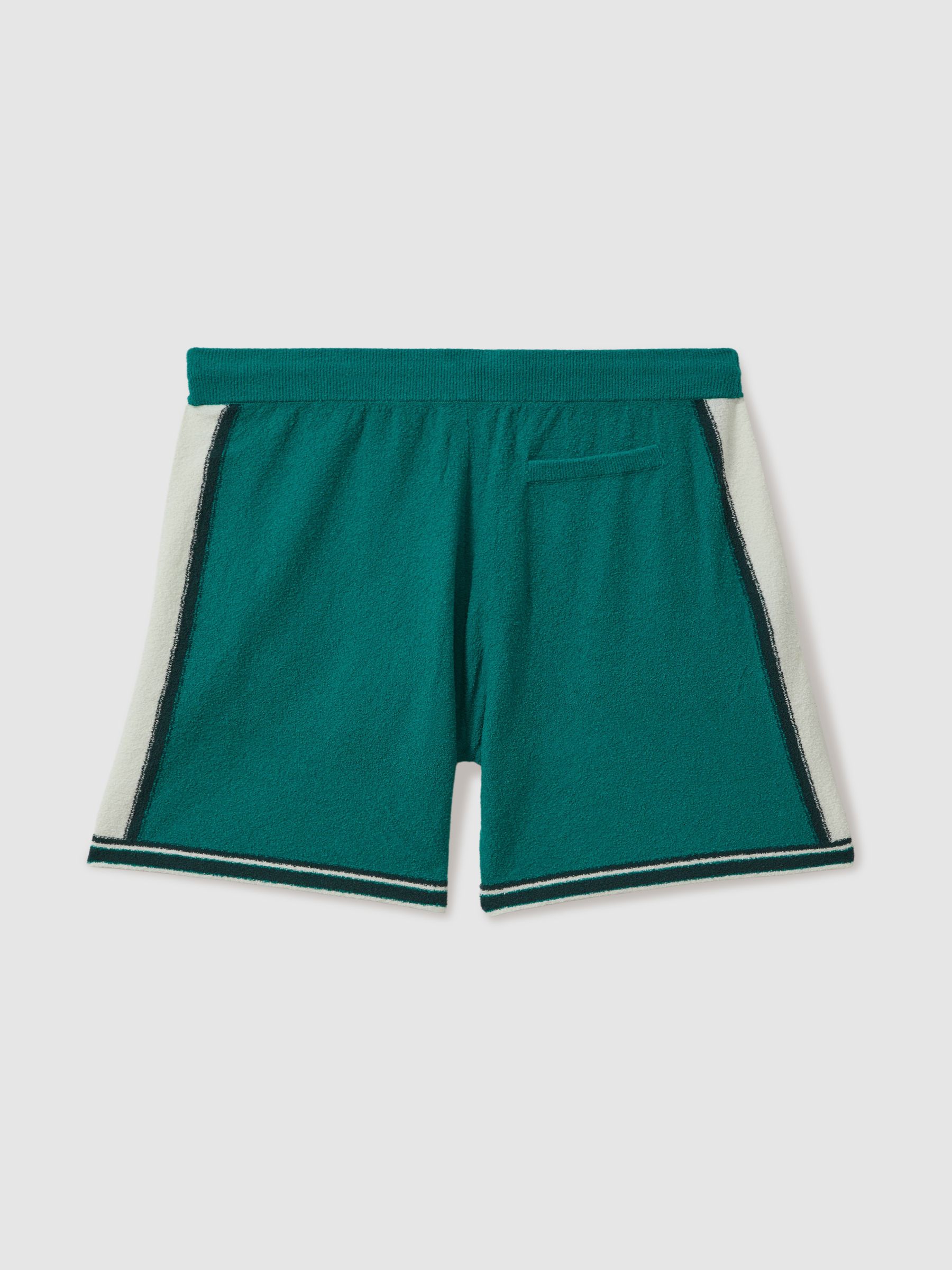 Reiss | Ché Towelling Drawstring Shorts in Green/White