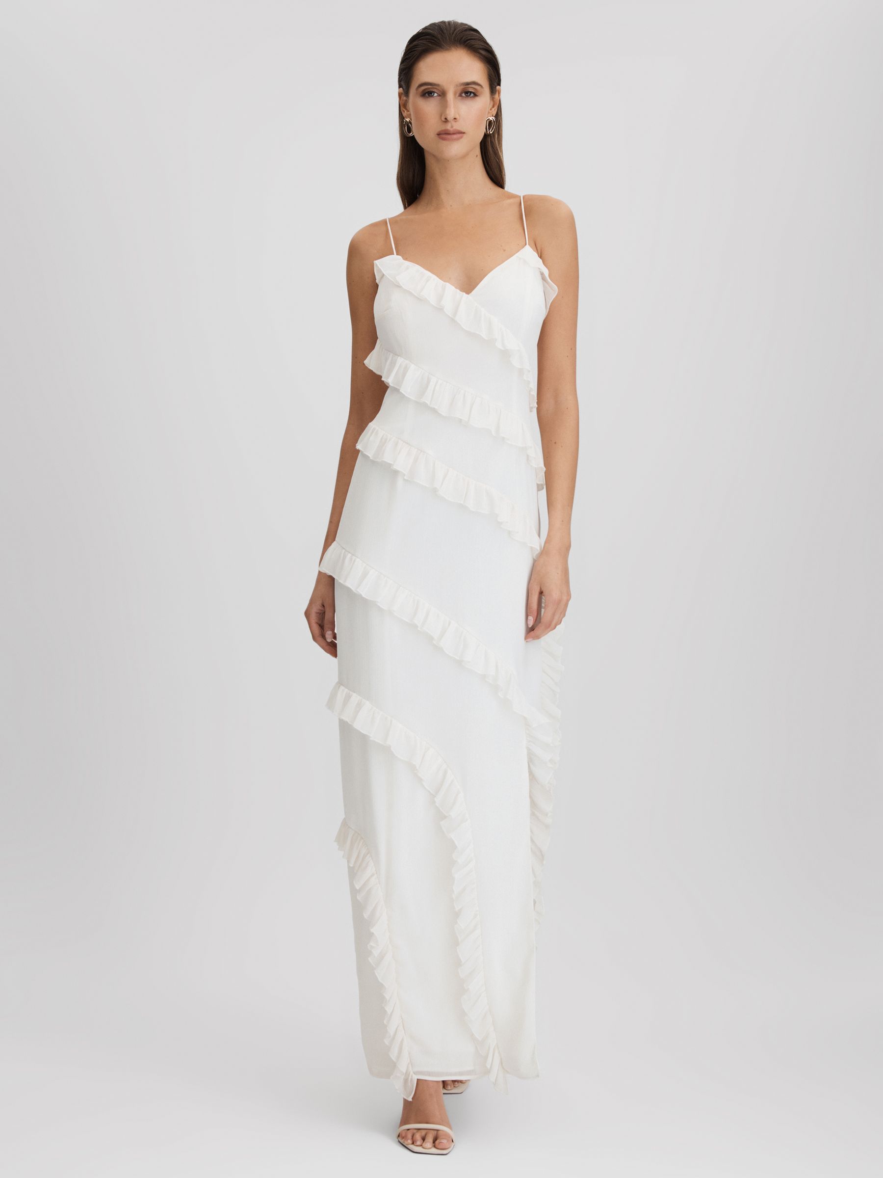 Amur Ruffle Maxi Dress in White