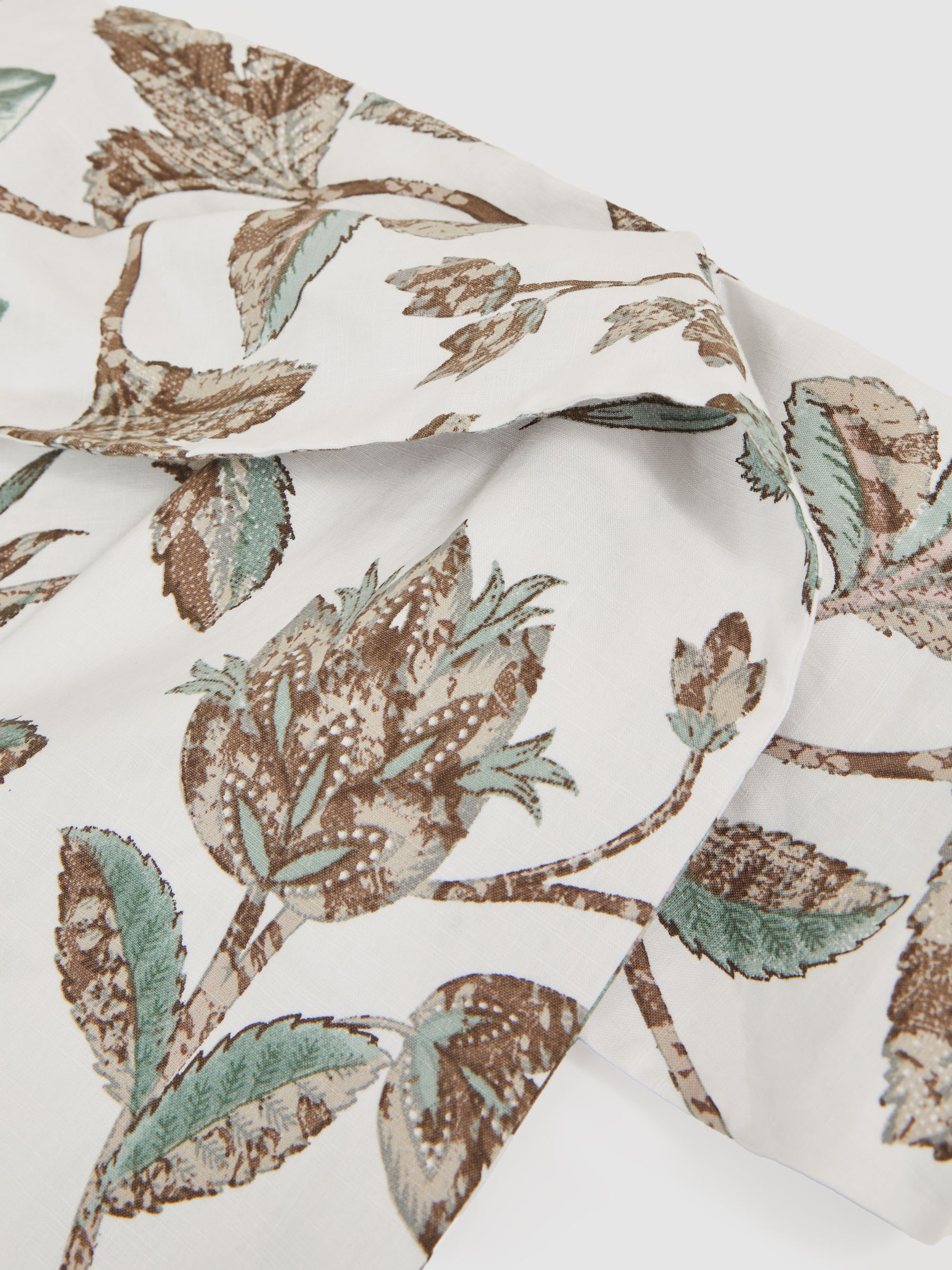 Sculpted Off-Shoulder Floral Mini Dress Linen-Cotton in Ivory