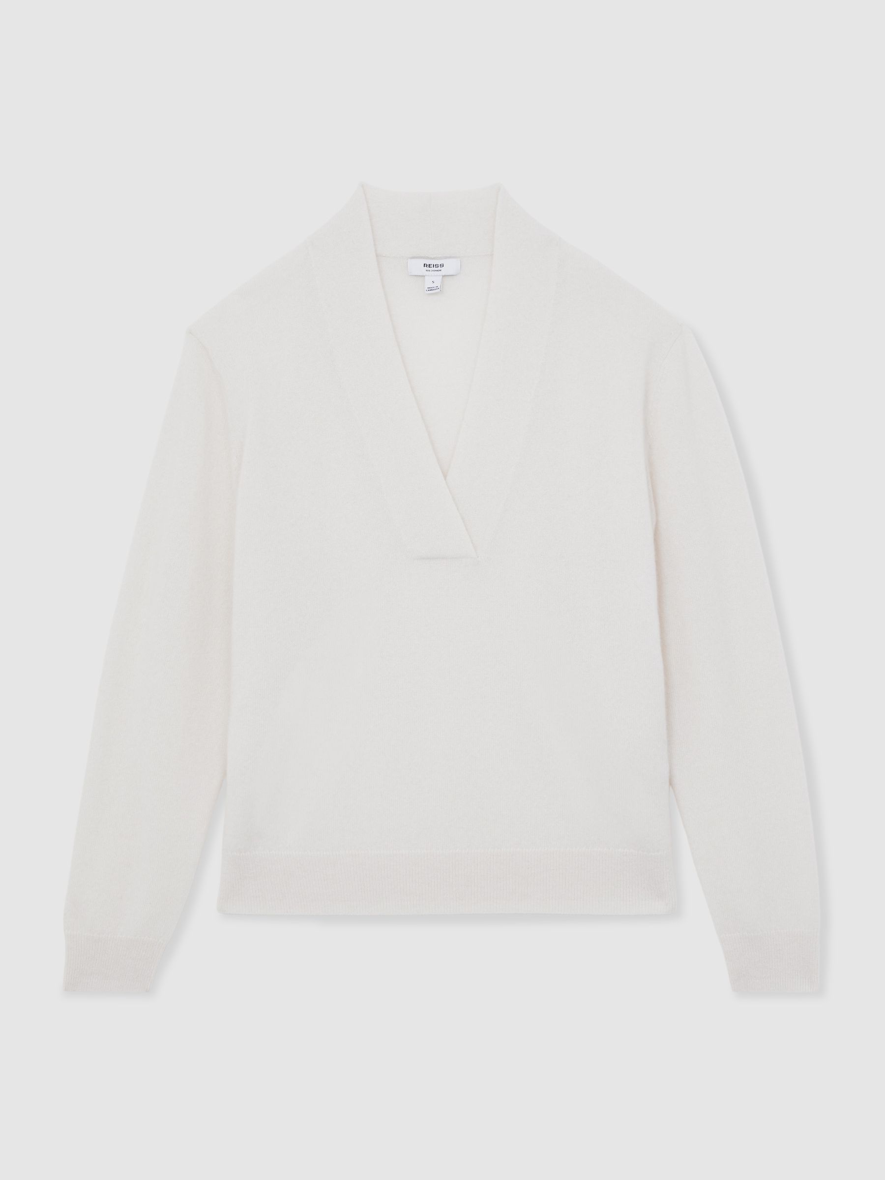 Cashmere V-Neck Jumper in Cream