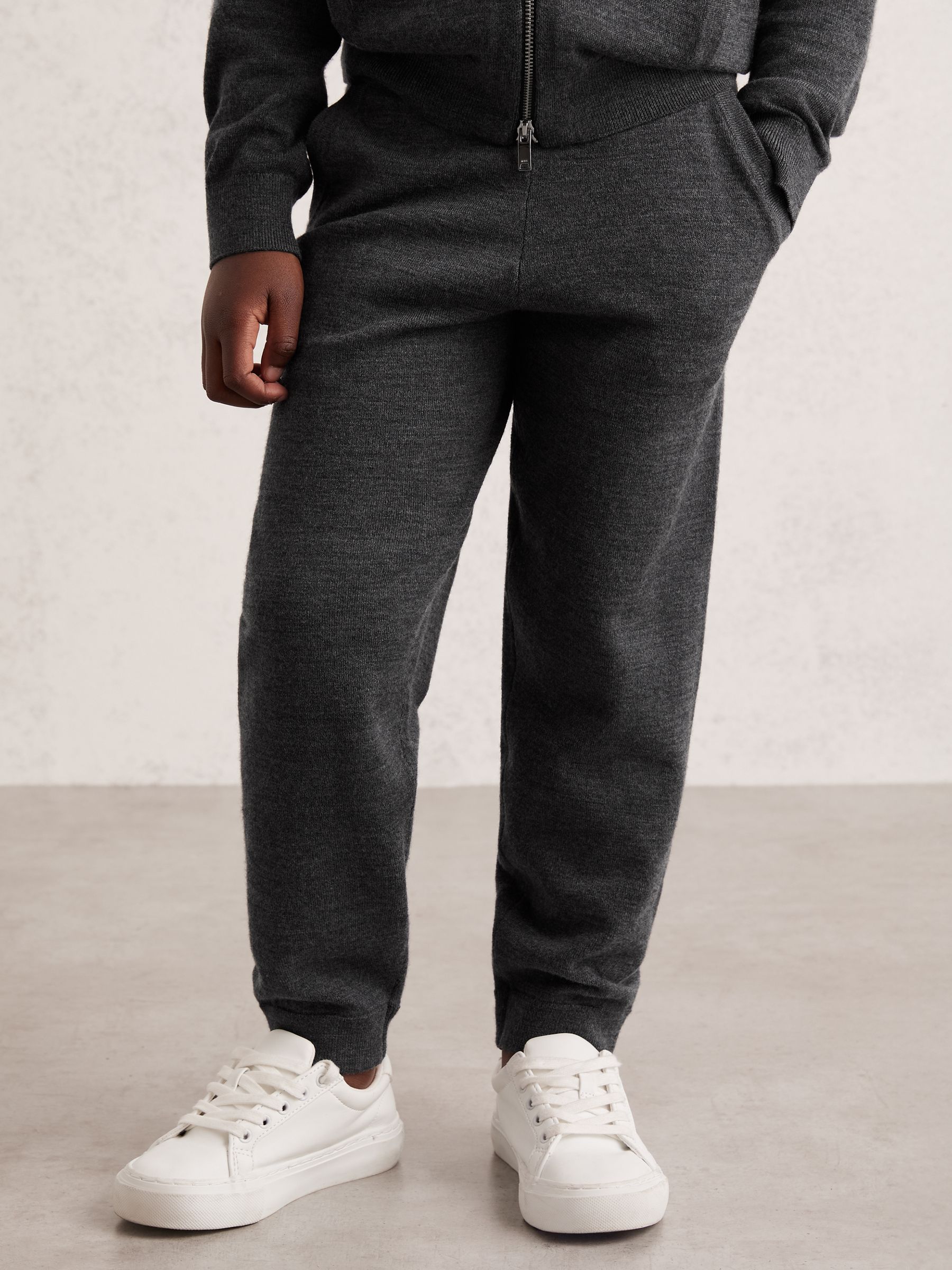 13-14 yrs Merino Wool Cuffed Joggers in Derby Grey Melange