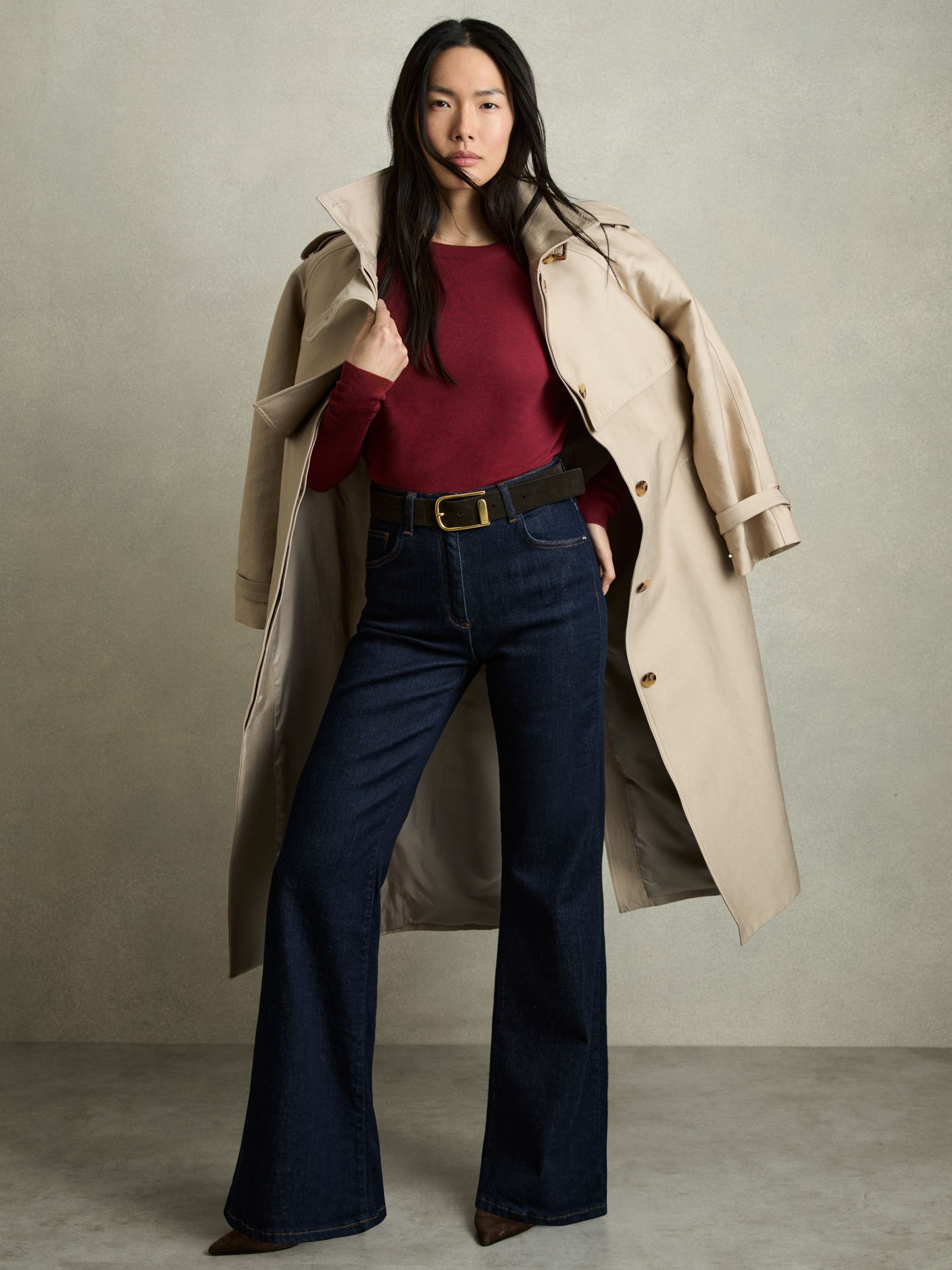 Fine-Knit Crew-Neck Jumper With Cashmere in Red