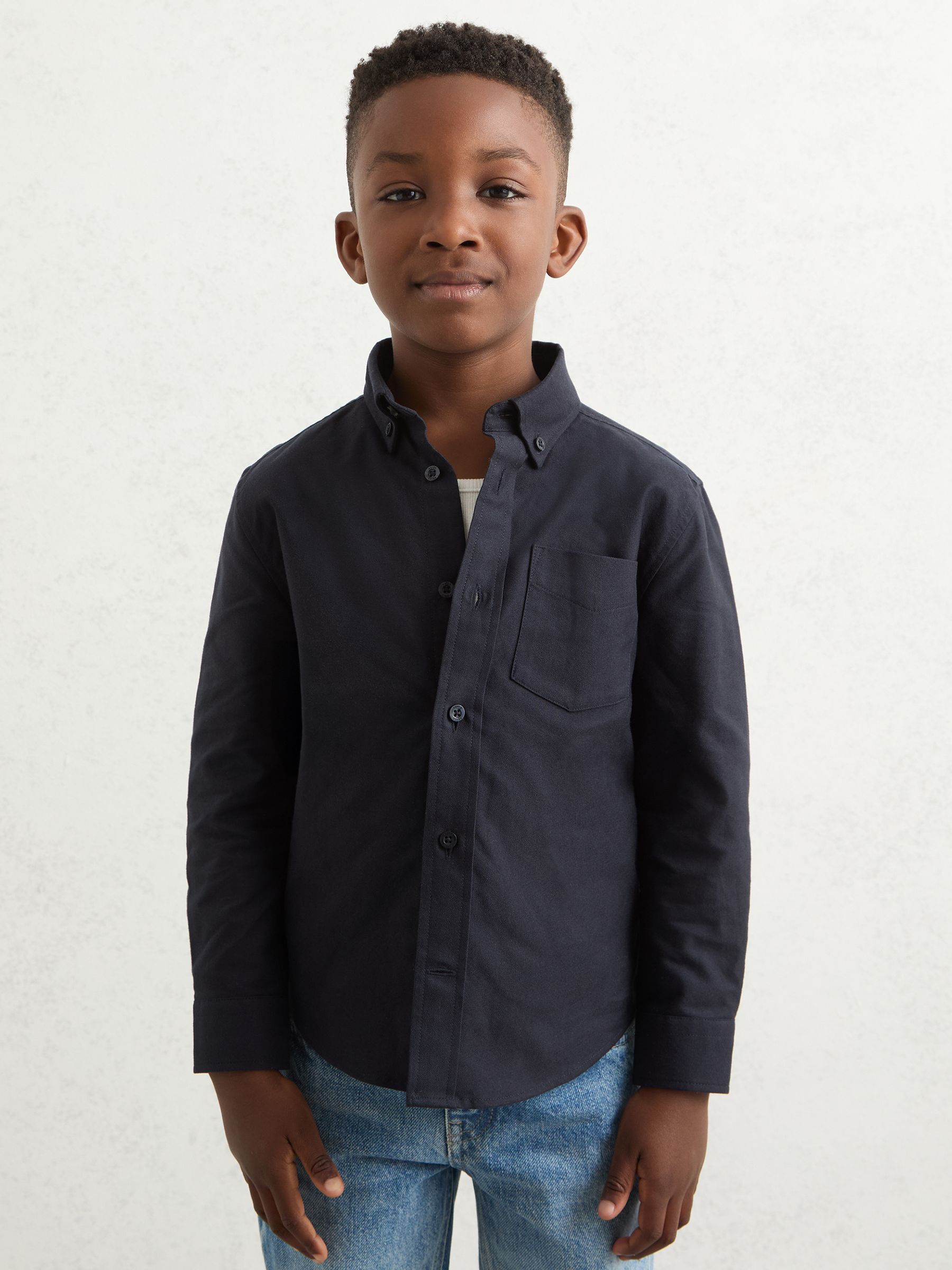 3-9 yrs Button Down Oxford Shirt in Navy