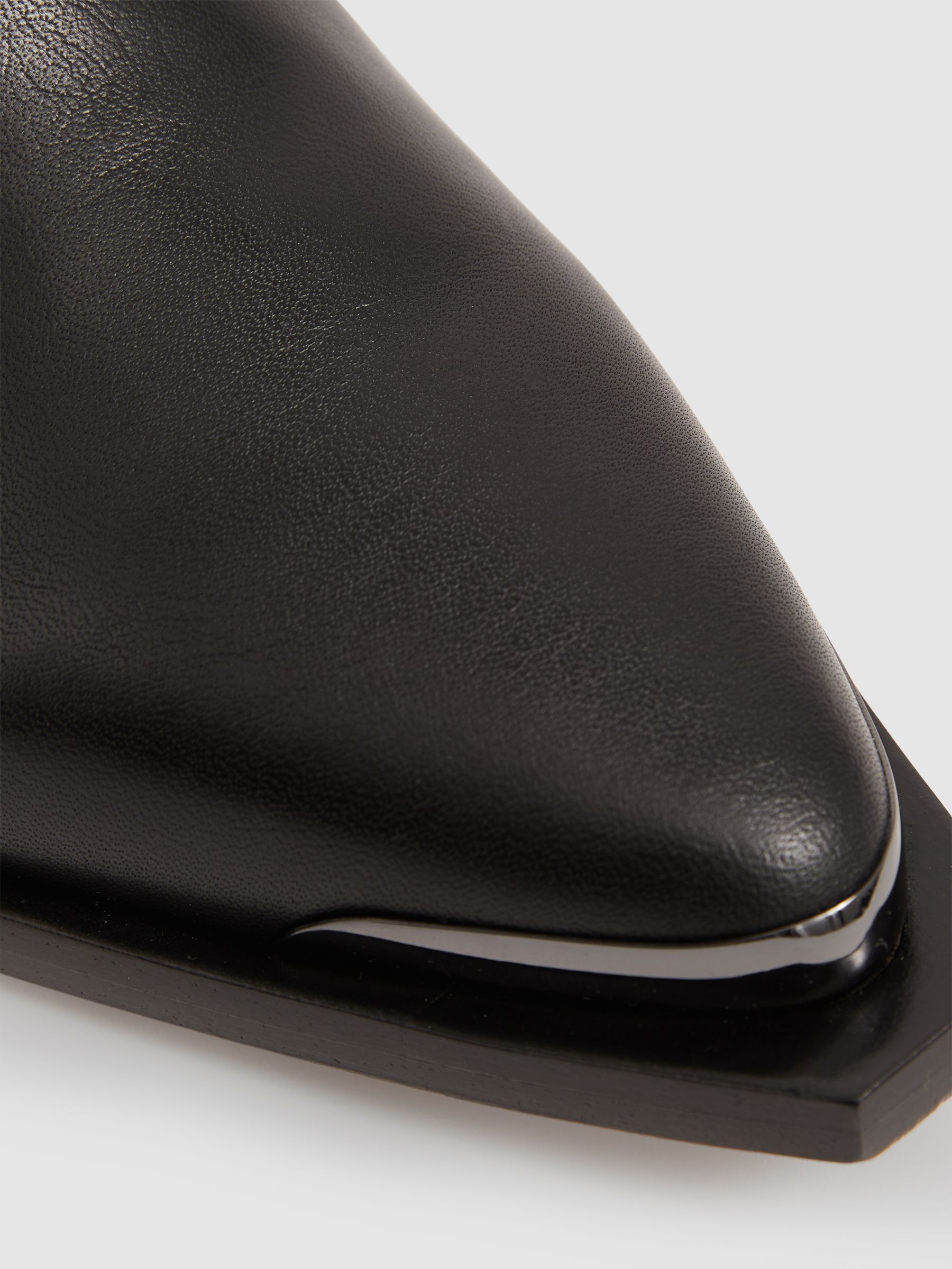 Paige Leather Block-Heel Ankle Boots in Black