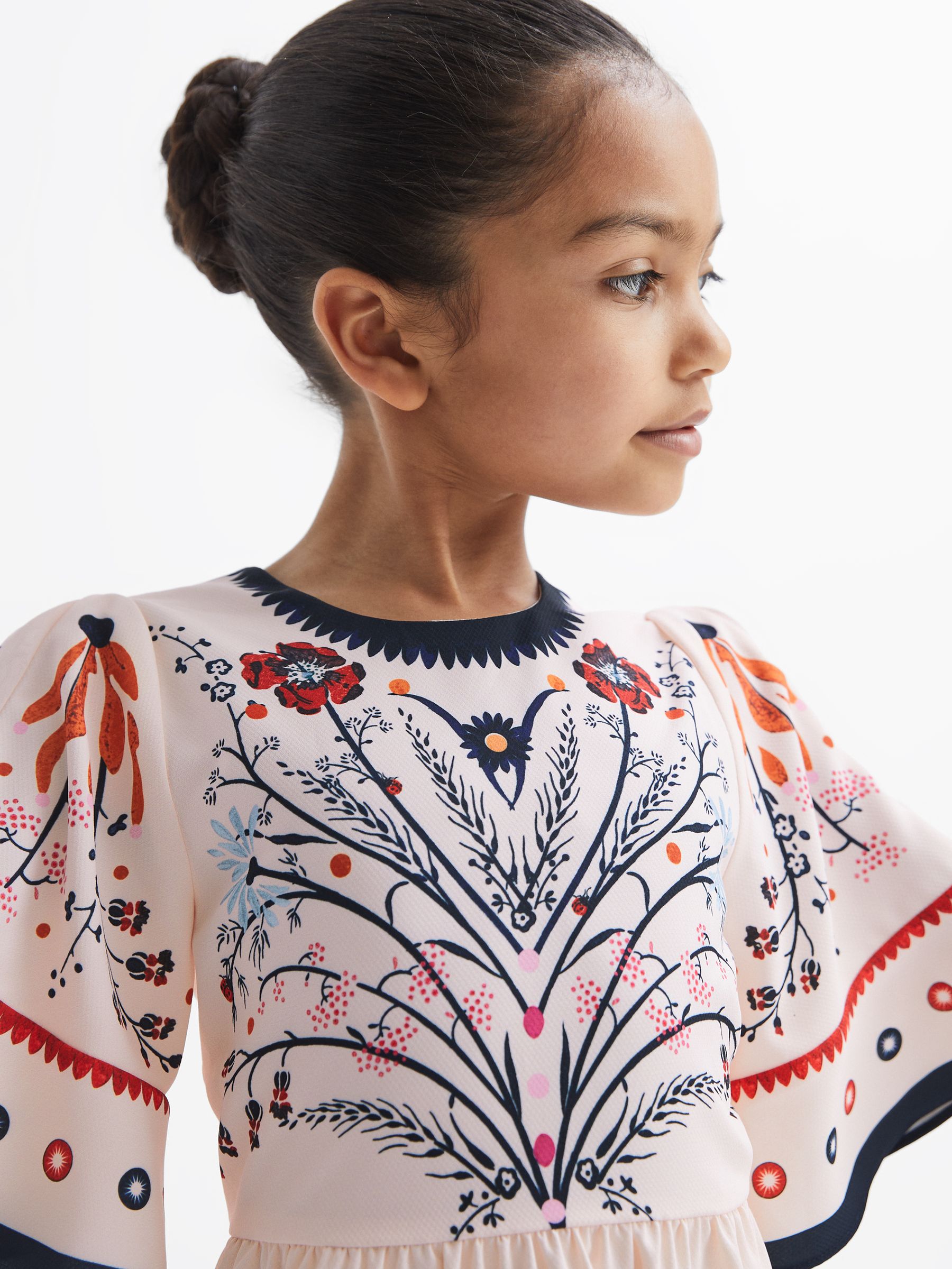 Senior Floral Printed Dress in Ivory