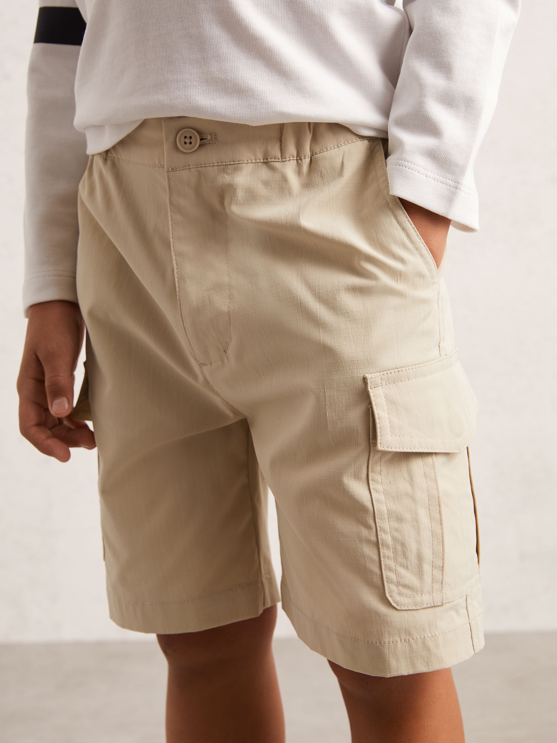 9-13 yrs Ripstop Cargo Shorts in Light Stone