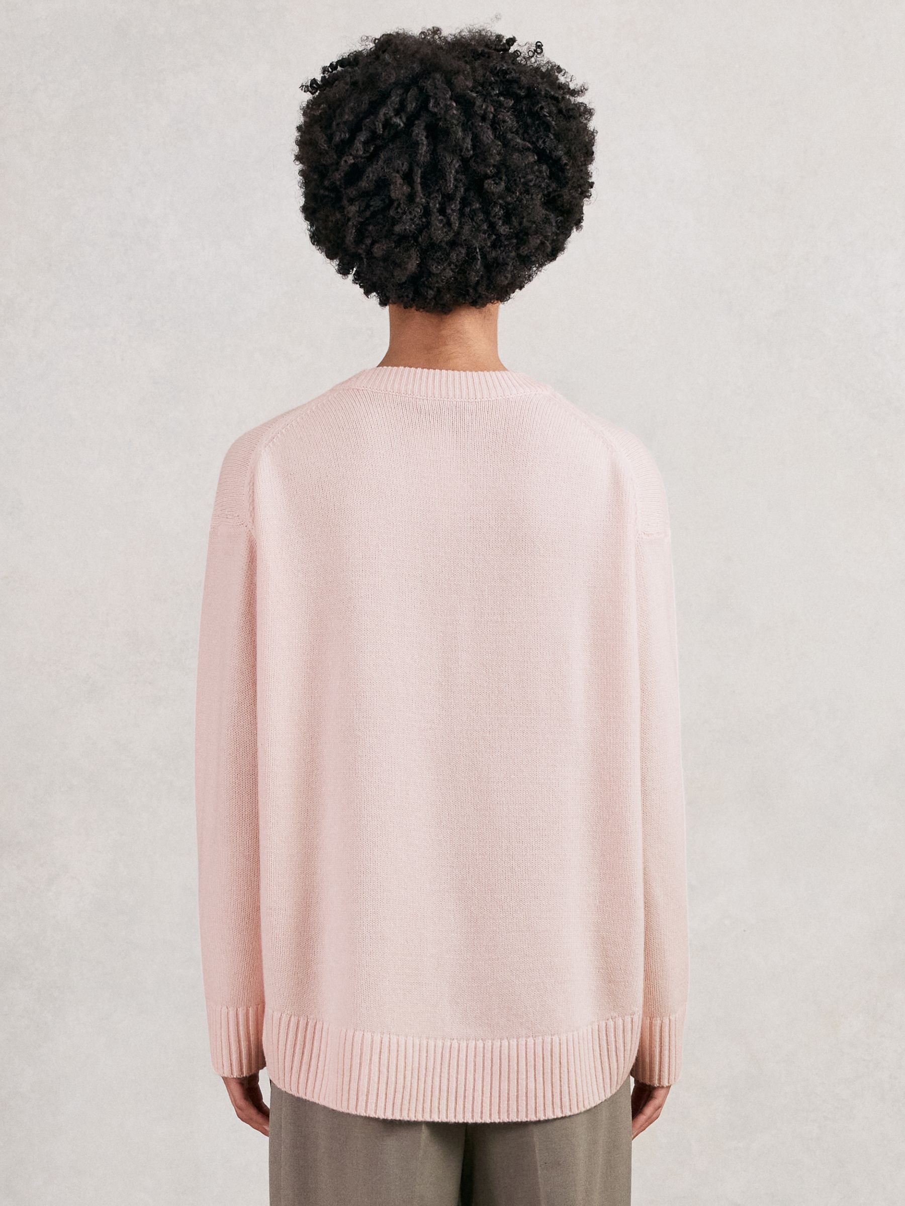 Wool-Cashmere Crew-Neck Jumper in Pink