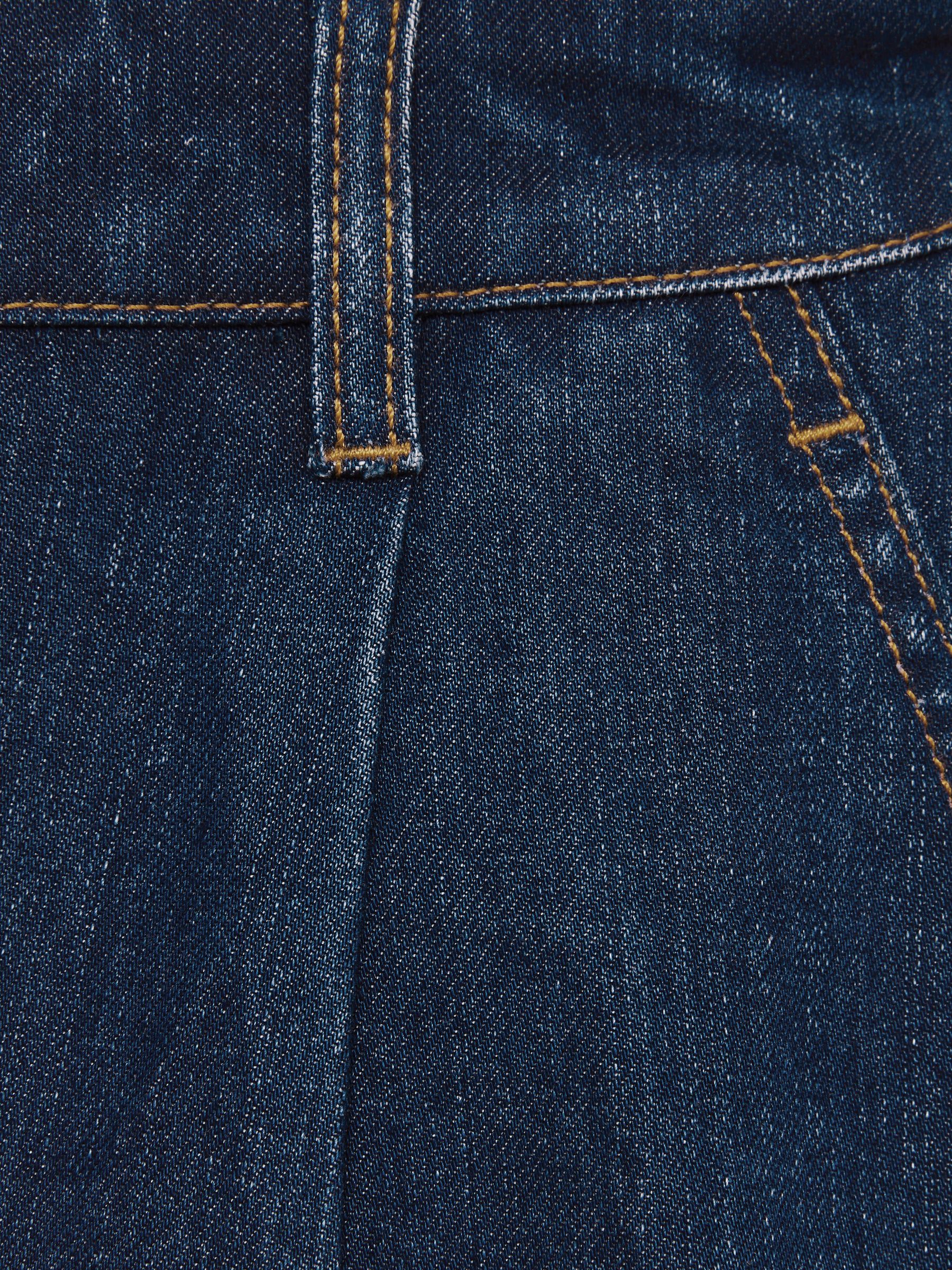 Denim Pleated Shorts in Mid Blue