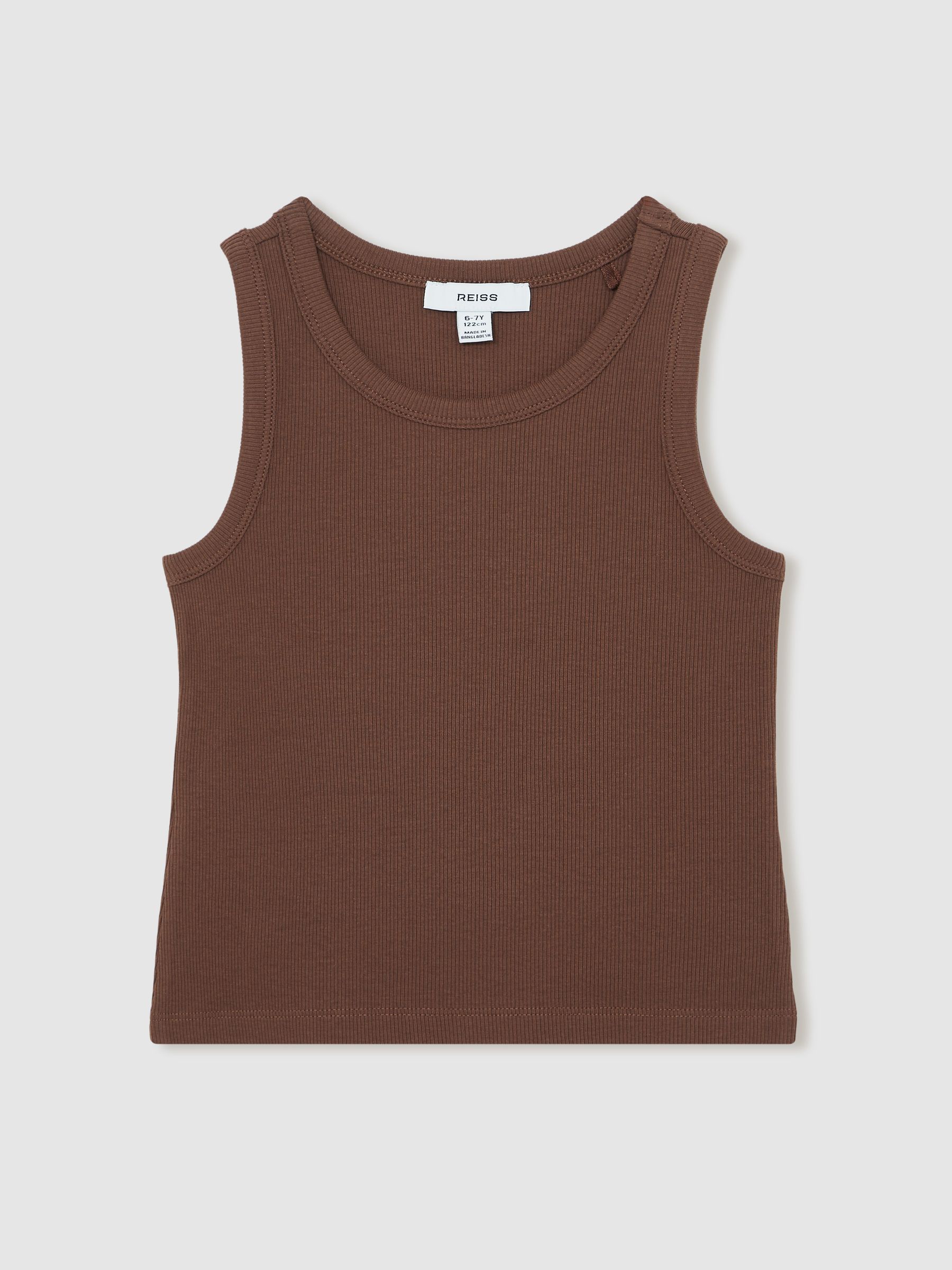 3-9 yrs Stretch-Cotton Ribbed Vest in Chocolate
