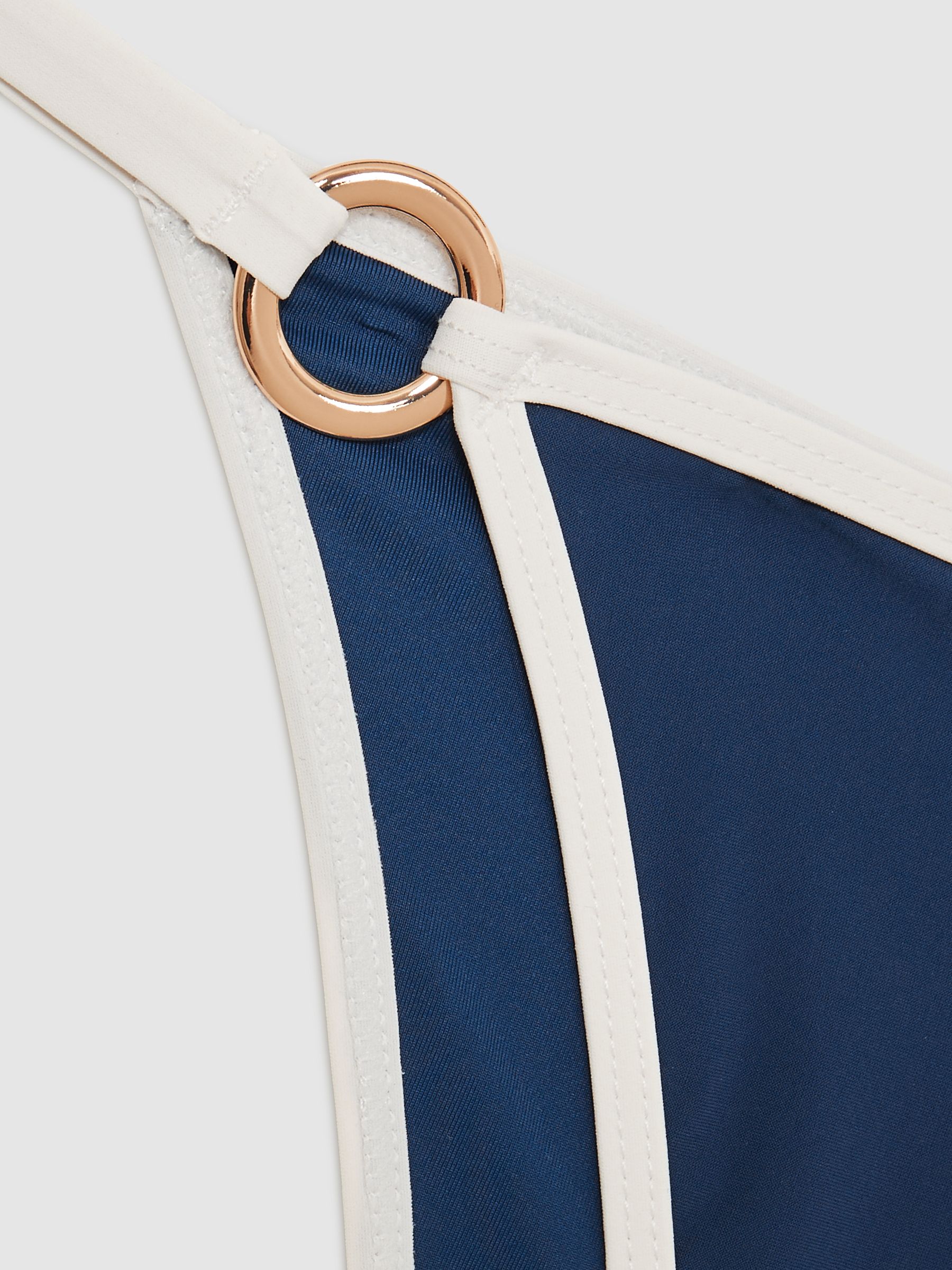 Contrast-Trim Bikini Bottoms in Blue/White