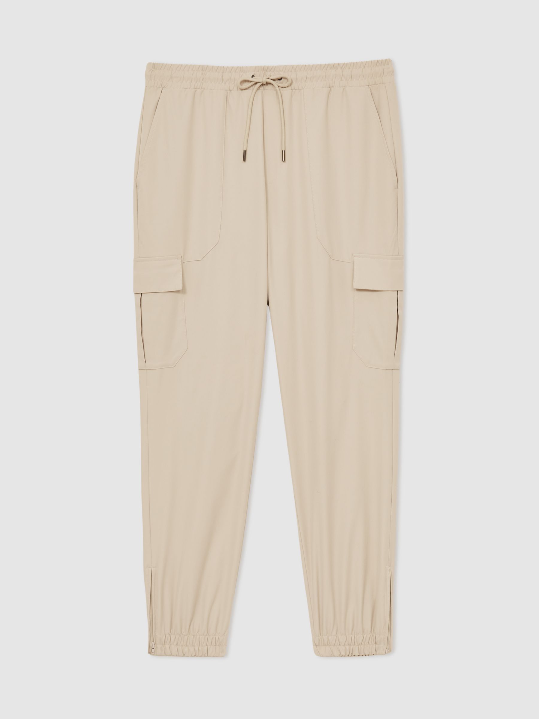 Technical Cargo Drawstring Trousers in Stone