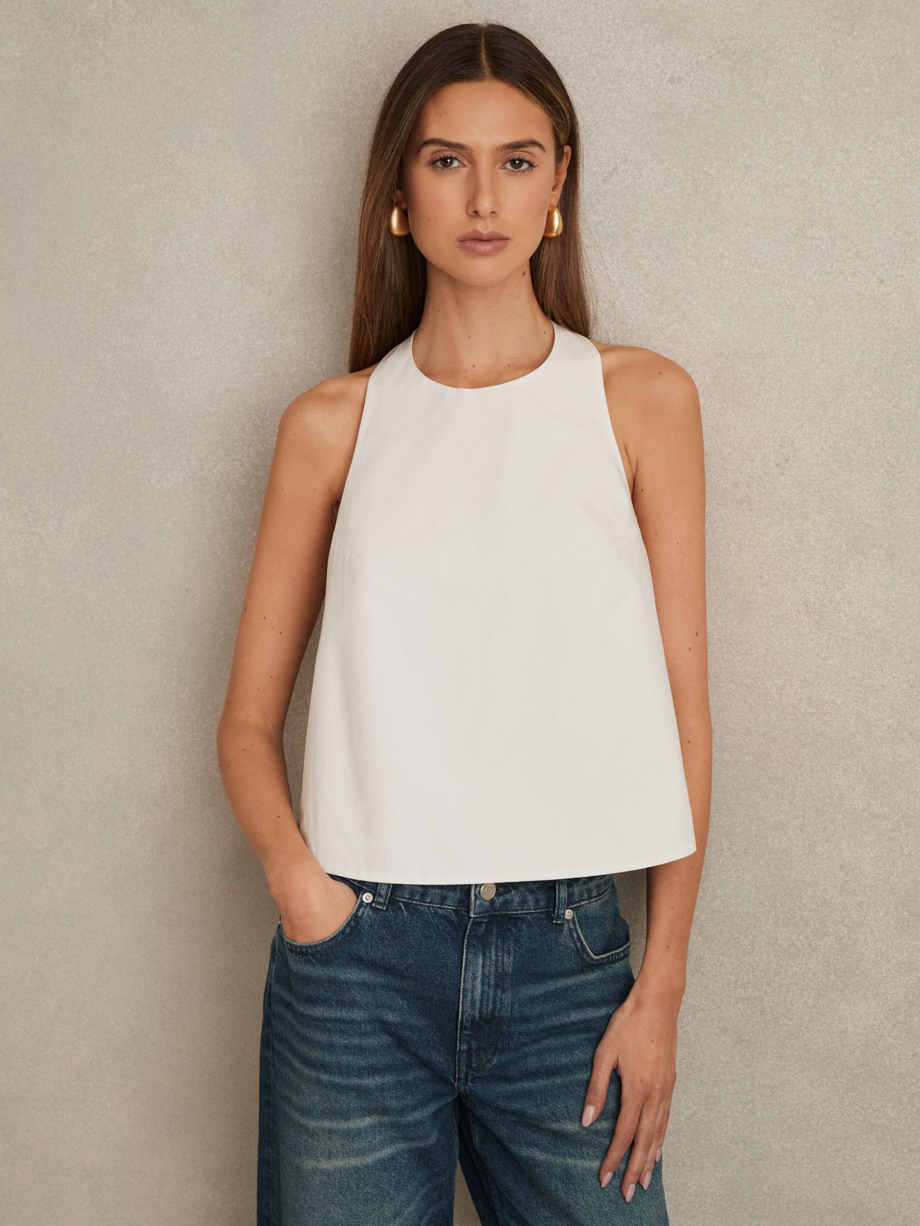 Cotton Belt-Halterneck Top in Ivory