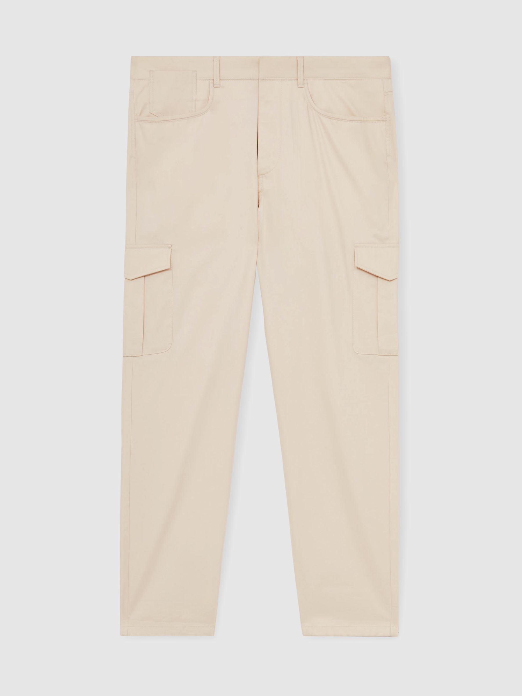 Cotton-Lyocell Cargo Trousers in Light Stone