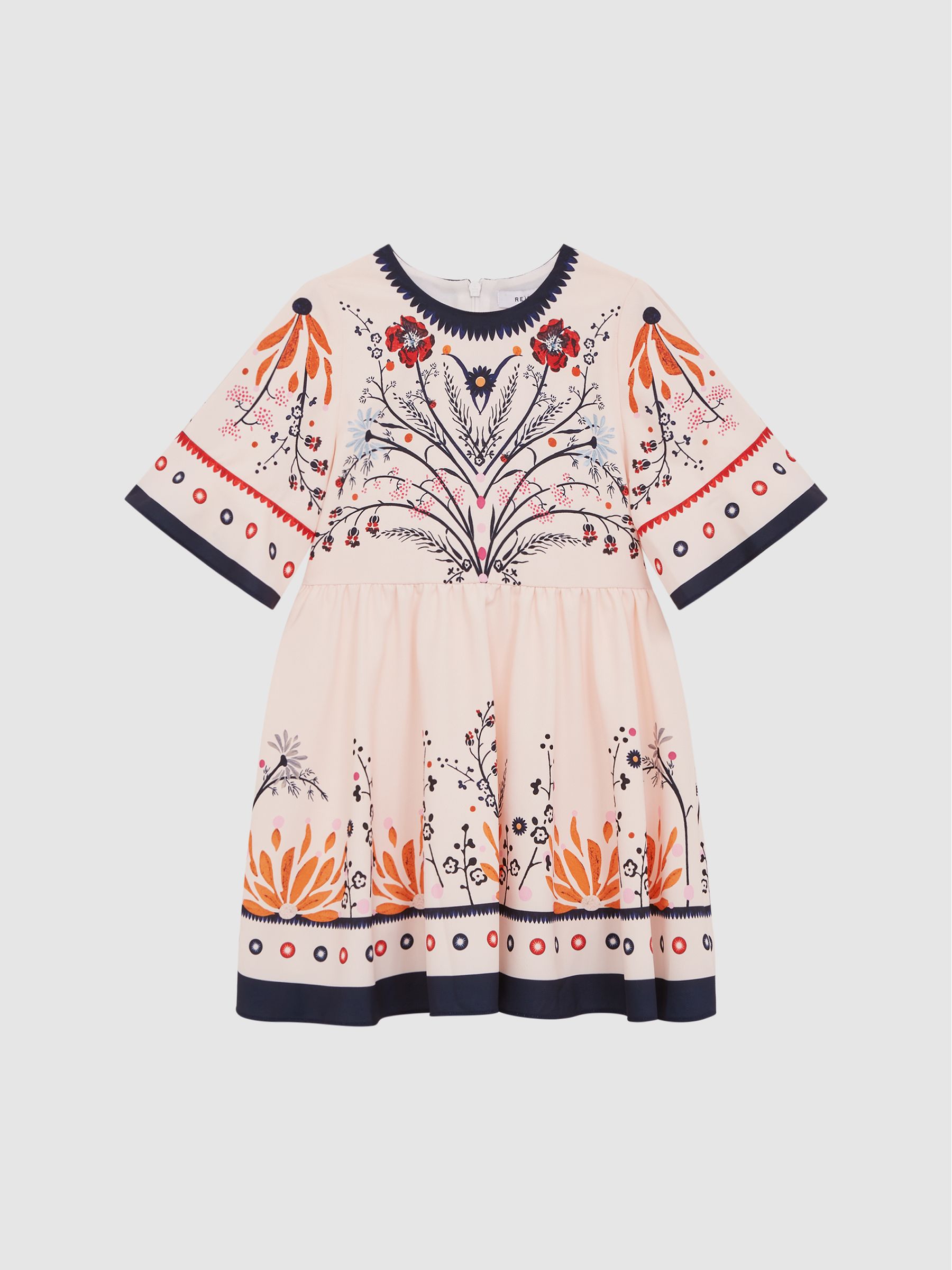 Senior Floral Printed Dress in Ivory