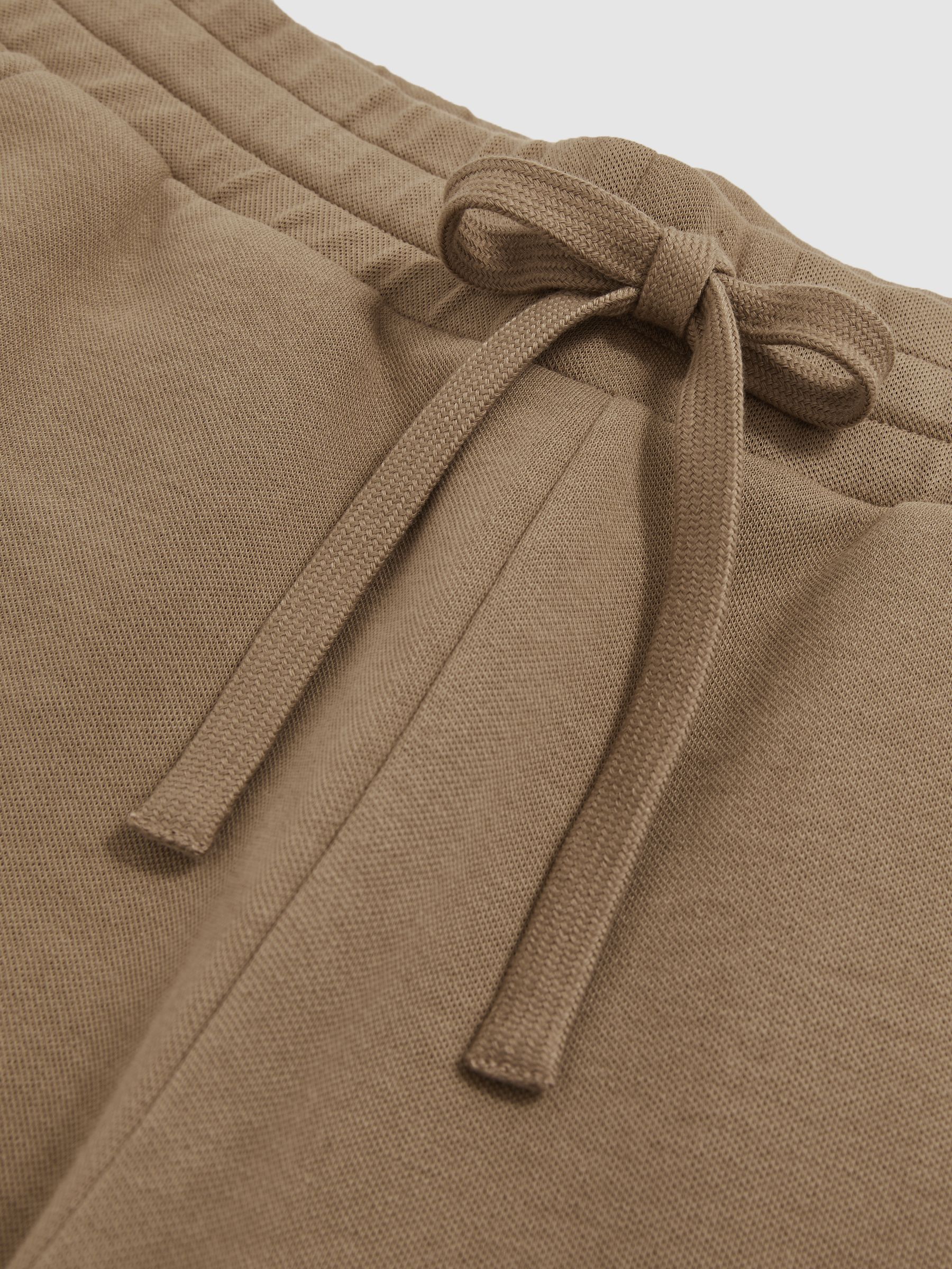 Cotton-Blend Interlock Wide-Leg Joggers in Camel