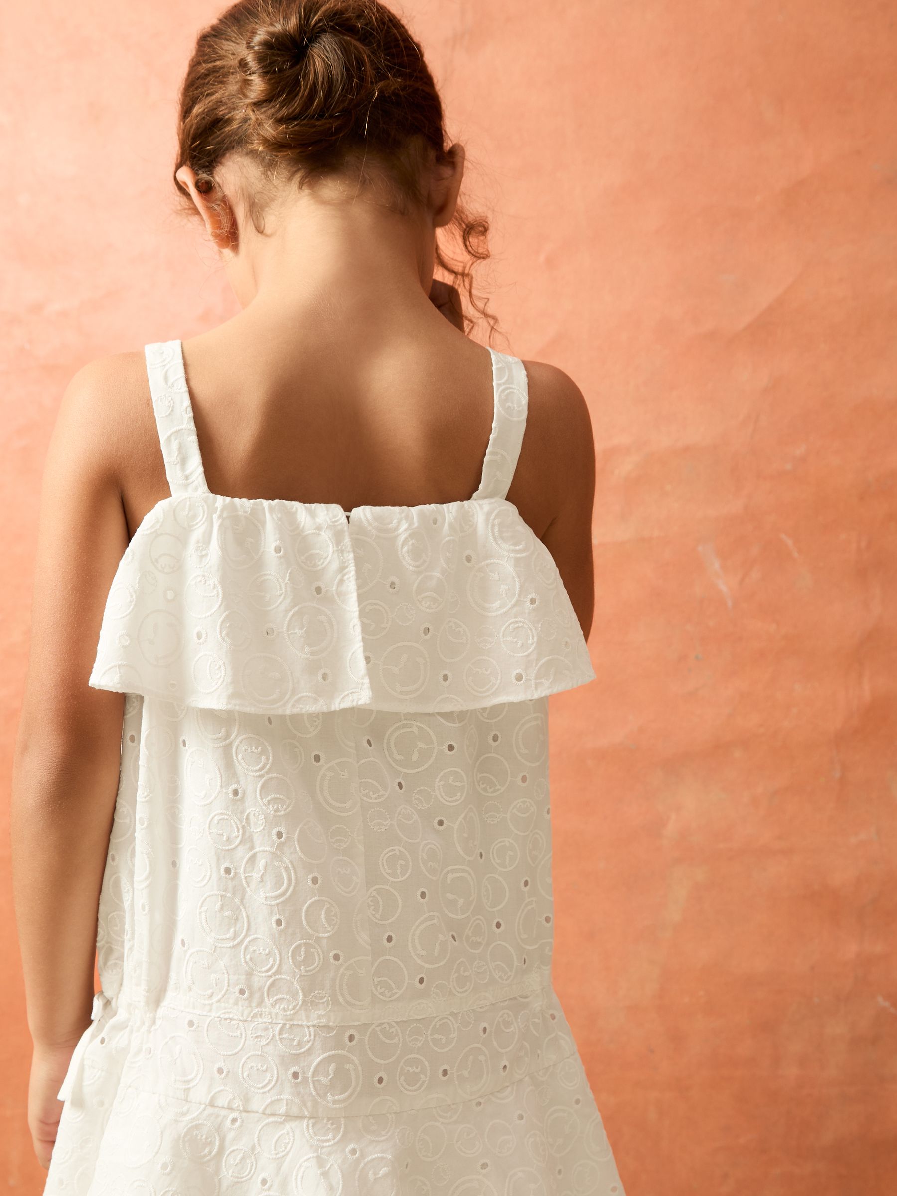 9-13 yrs SmileyWorld | Reiss Broderie Logo Dress in Ivory