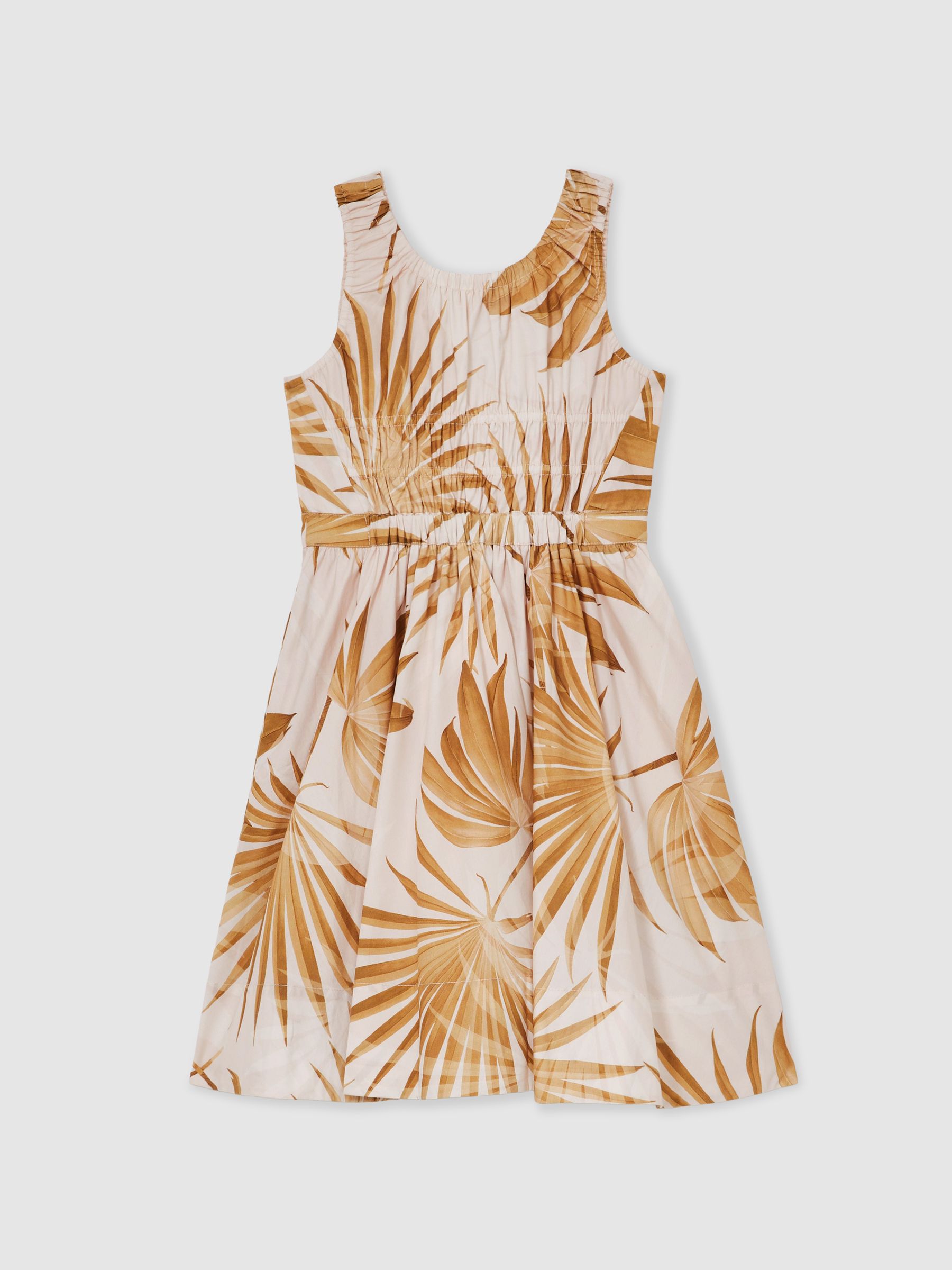 13-14 yrs Cotton Shirred Printed Dress in Multi