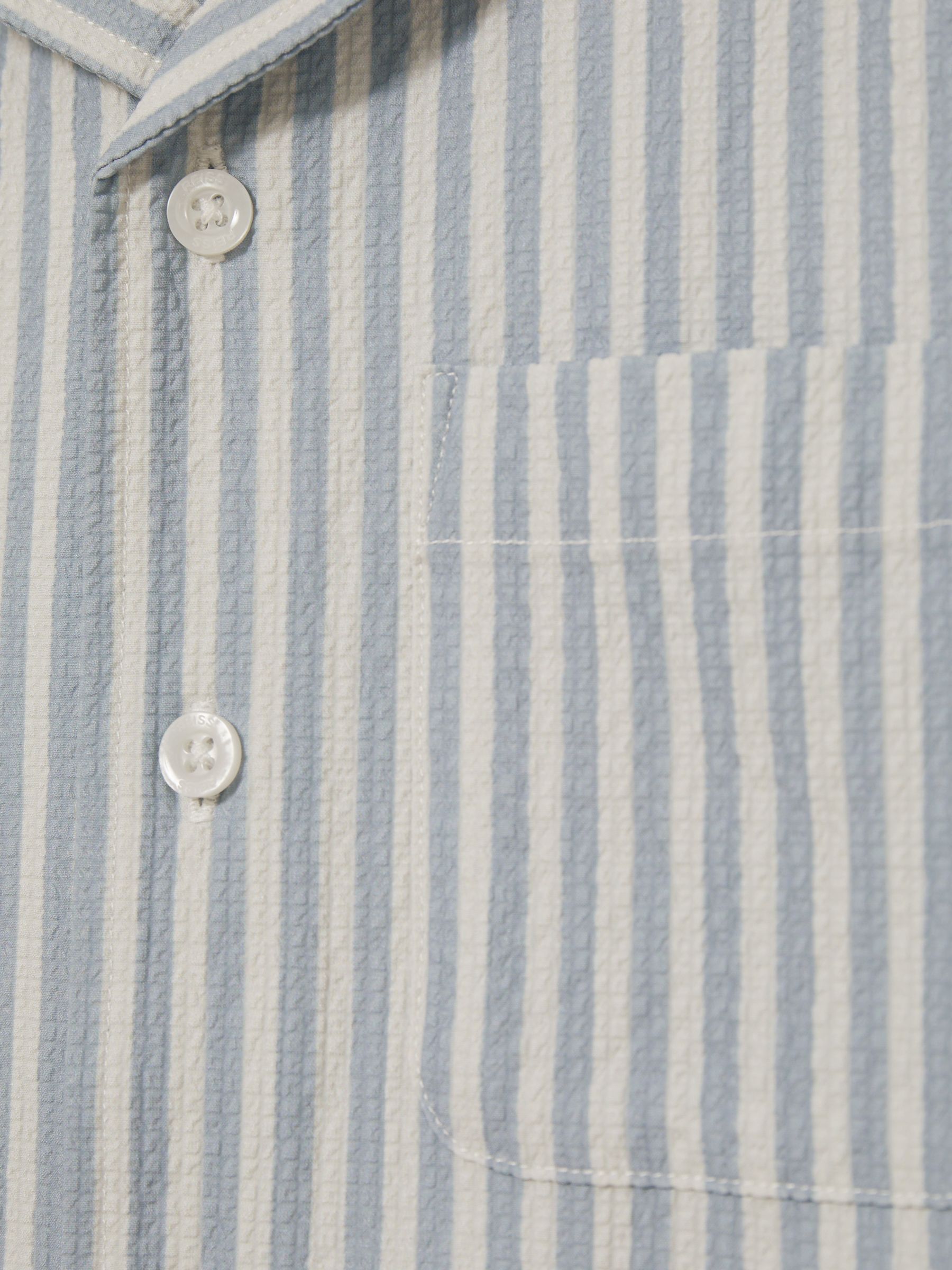 9-13 yrs Seersucker Striped Shirt in Soft Blue/White
