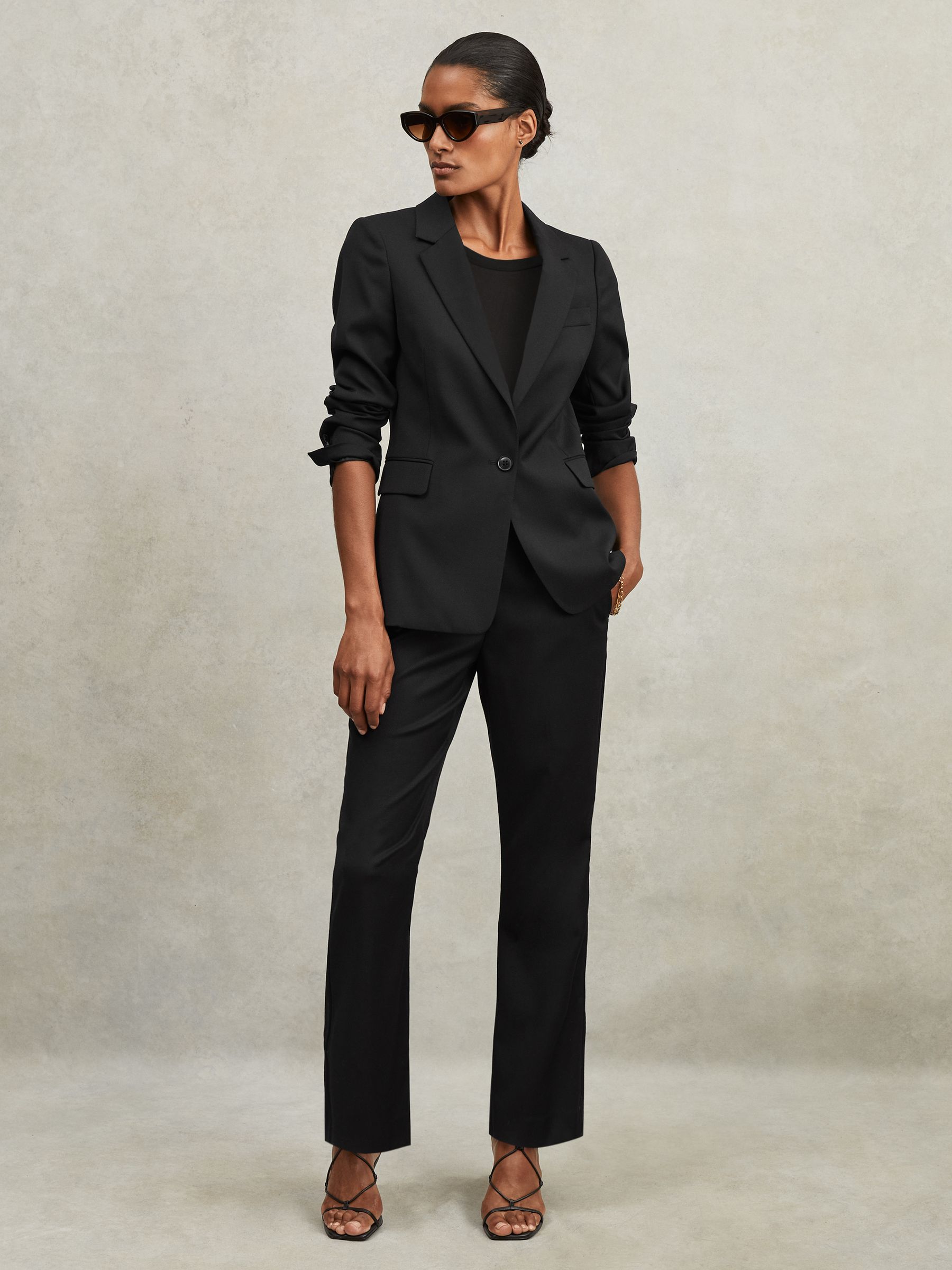 Petite Single Breasted Suit Blazer in Black