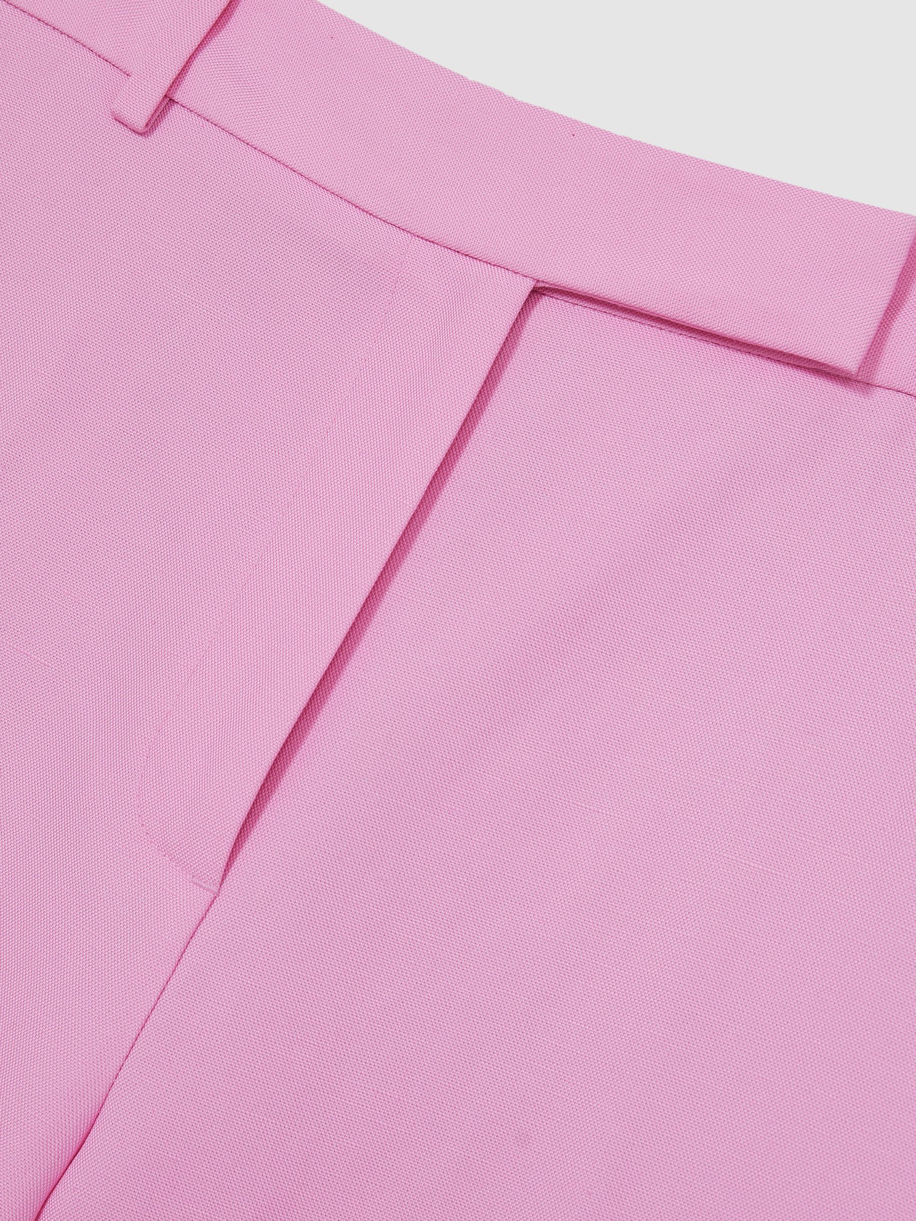 Petite Wide-Leg Trousers With Linen in Pink