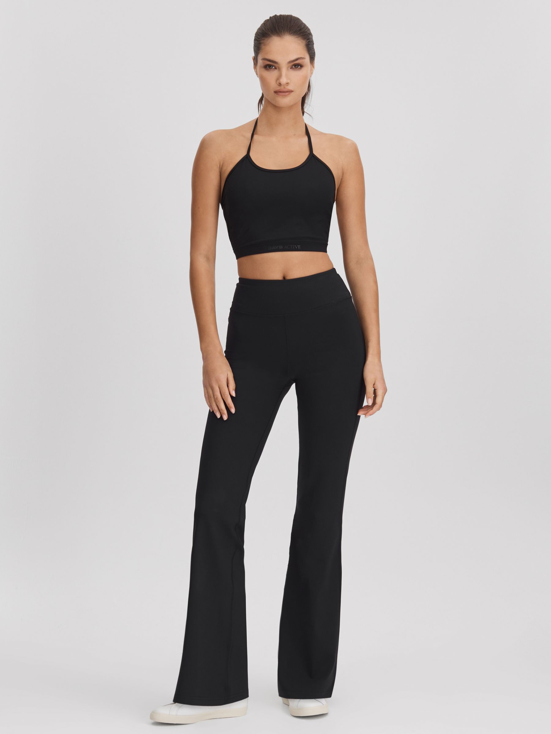7 Days Active Halter Neck Cropped Top in Black