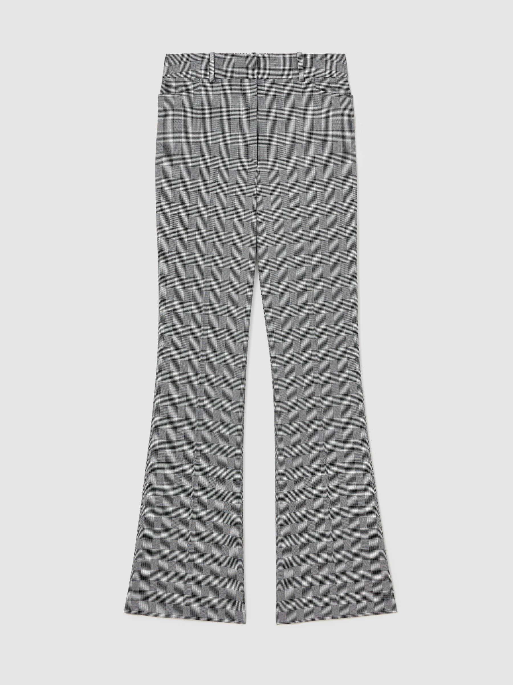 Petite Check Flared Suit Trousers in Grey