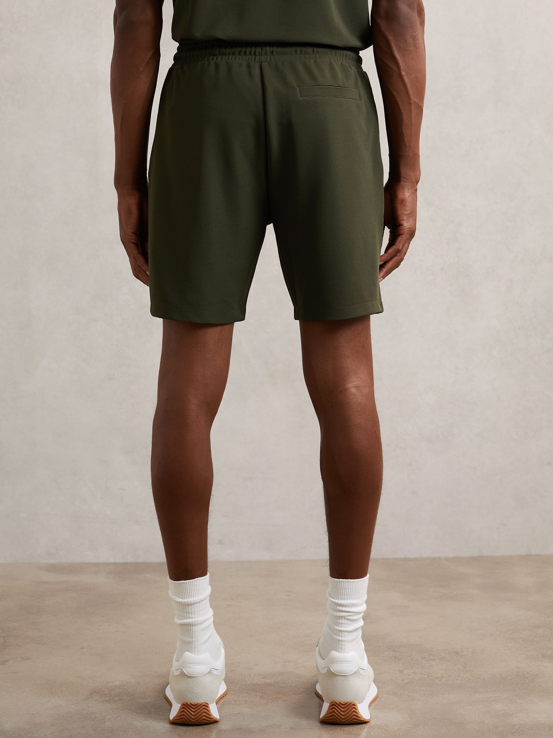 Textured Drawstring Shorts in Green