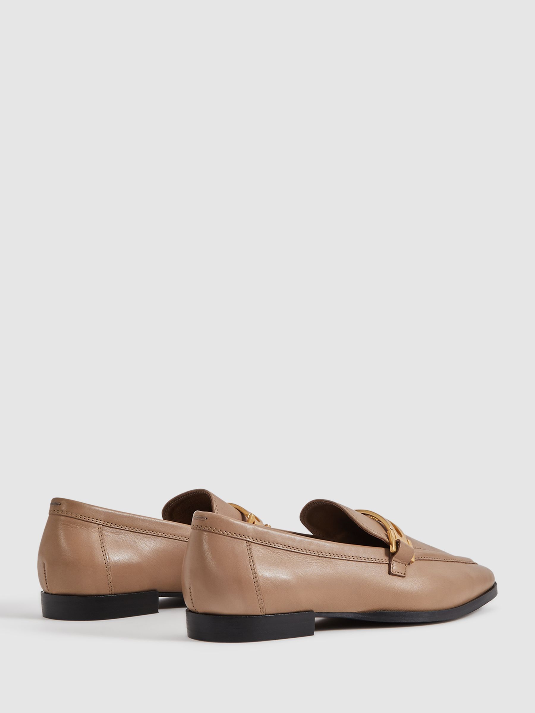 Leather Rounded Loafers in Nude