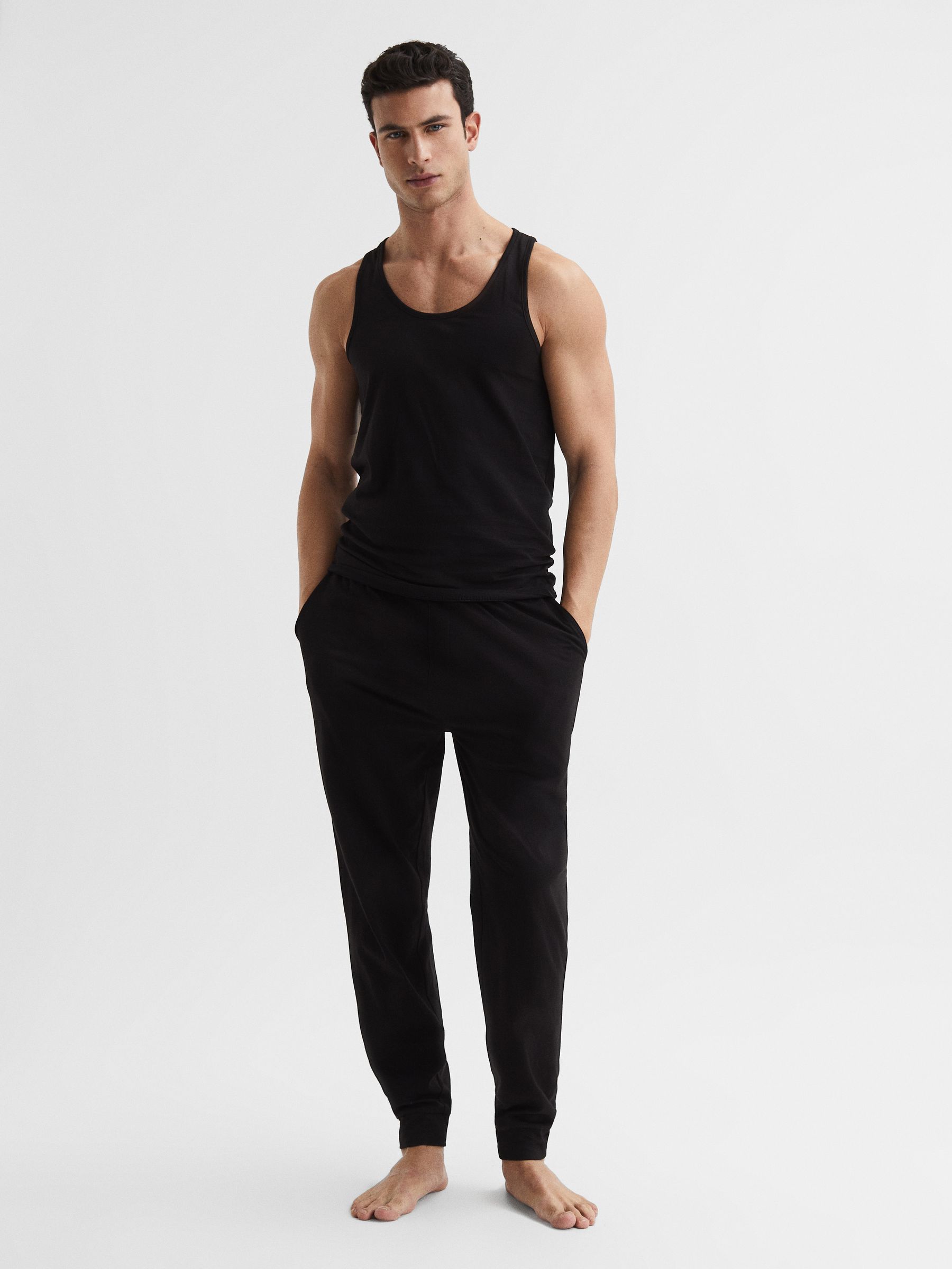 Cotton Stretch Vest in Black