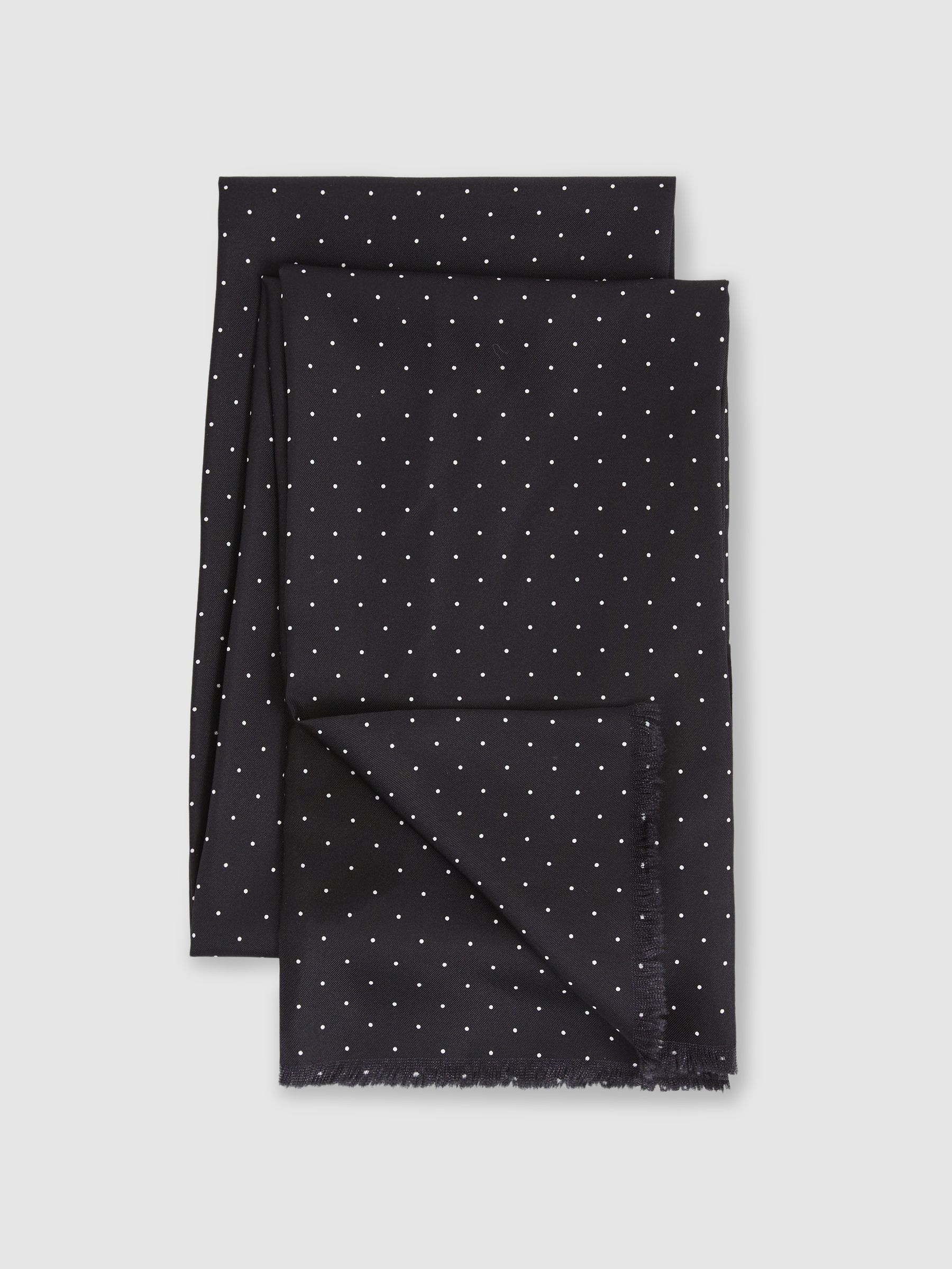 Silk Polka-Dot Dress Scarf in Black/White