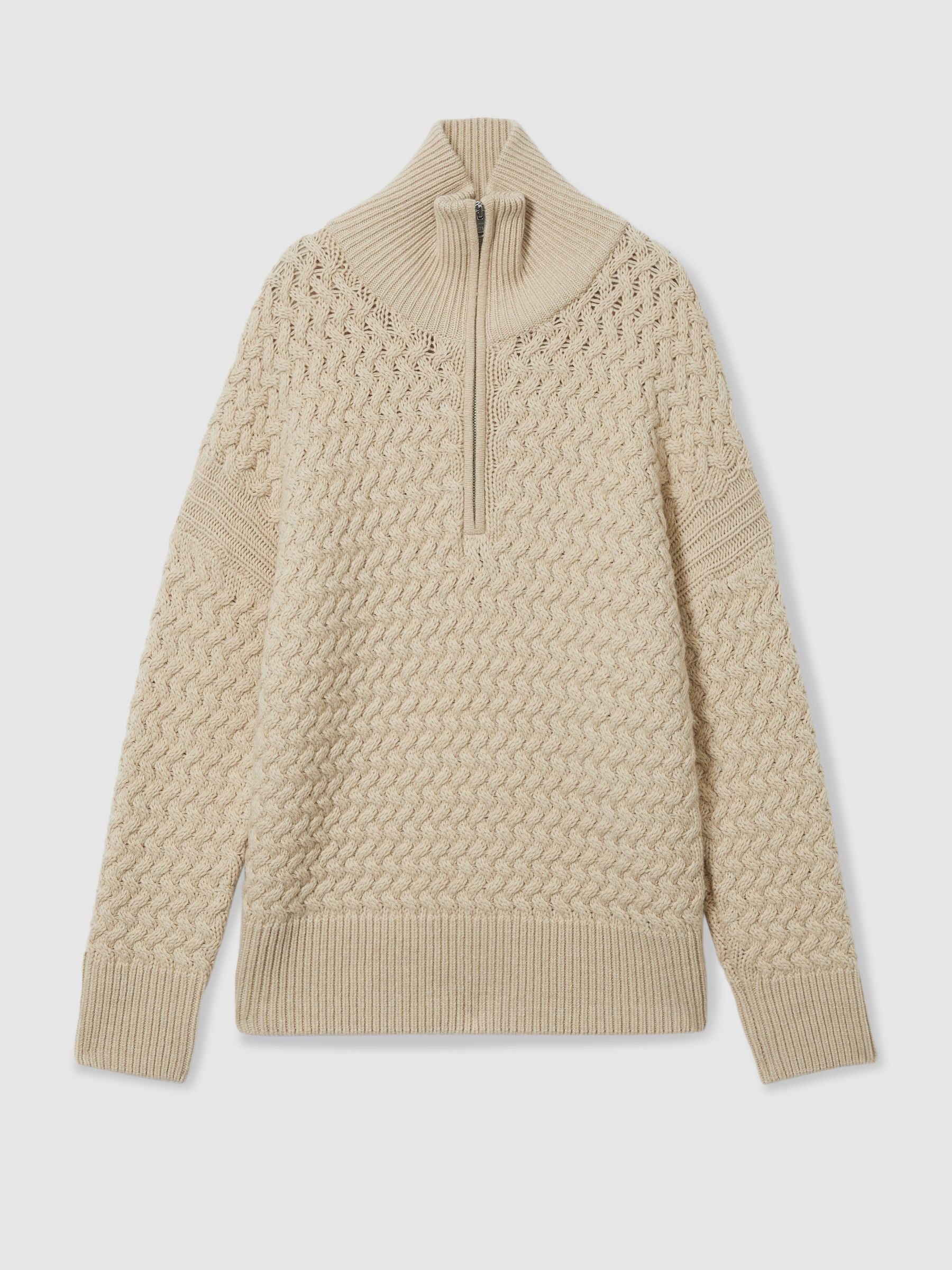Reiss | Les 100 Ciels Wool and Cashmere Jumper in Stone