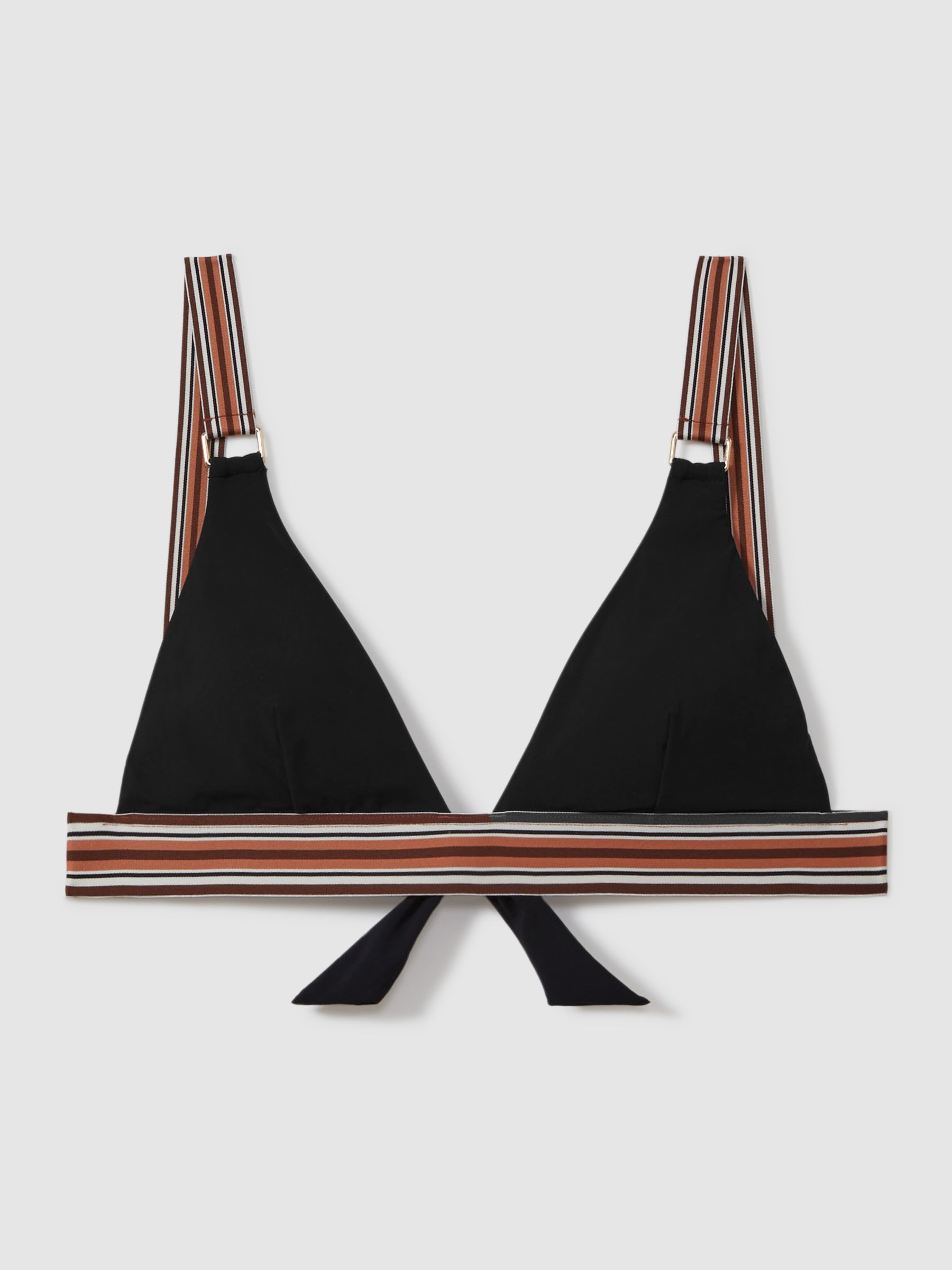 Striped Strap Bikini Top in Black/Brown