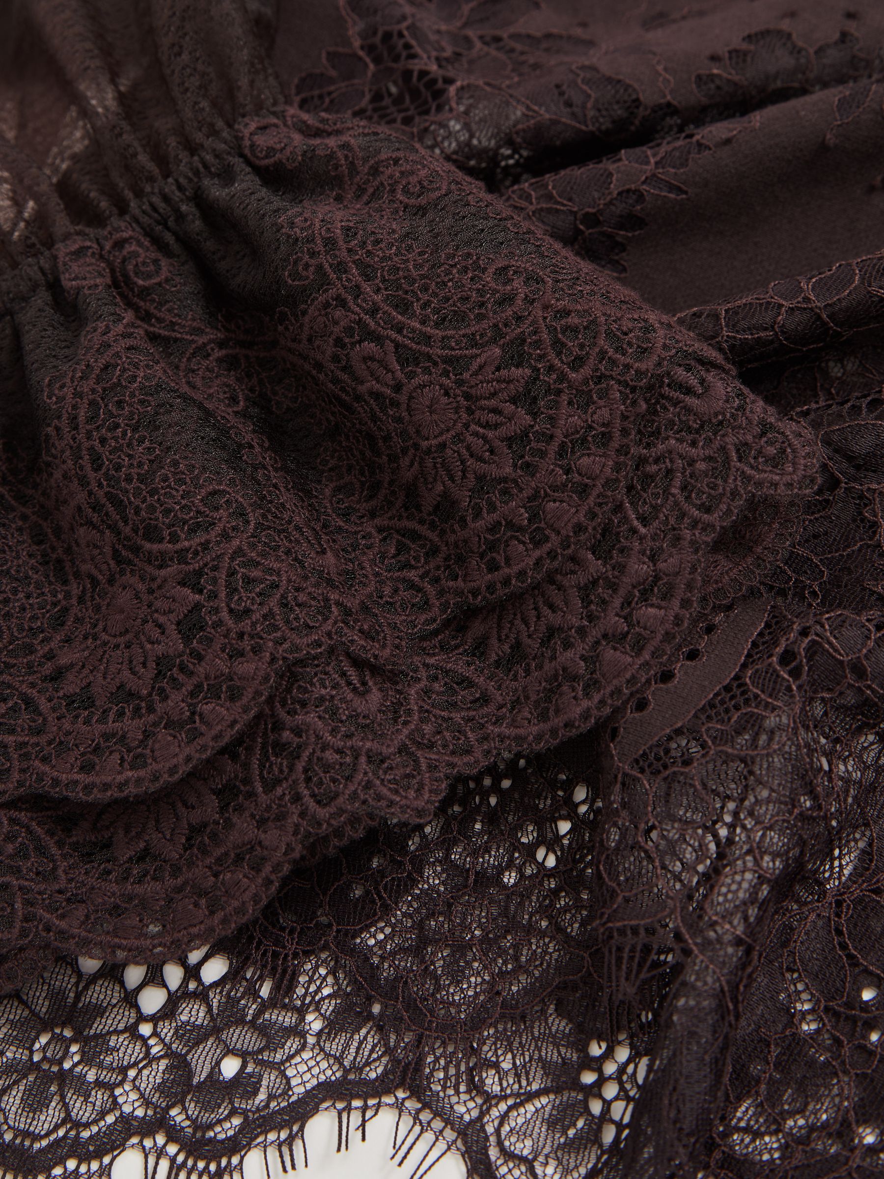 Lace Flared Cuff Blouse in Chocolate Brown