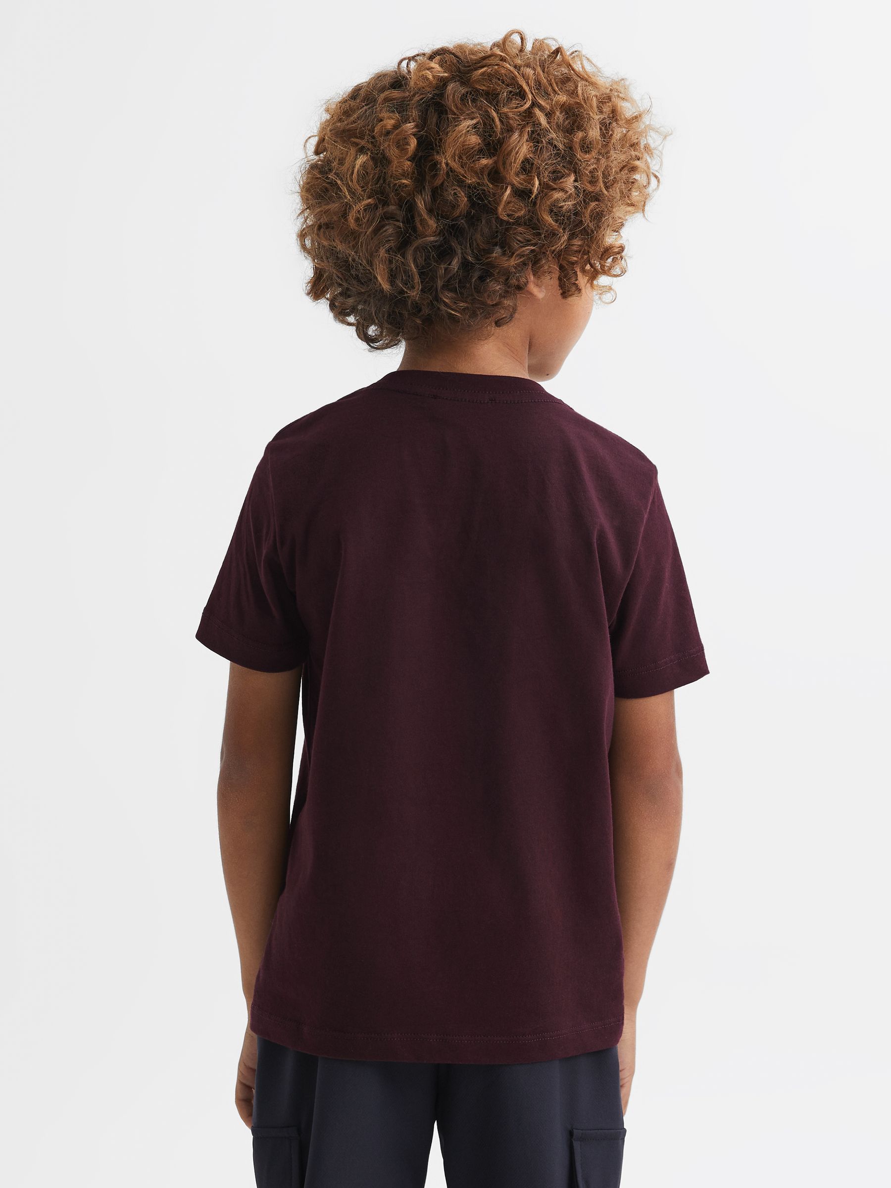 3-9 yrs Cotton-Blend Jersey Crew-Neck T-Shirt in Bordeaux
